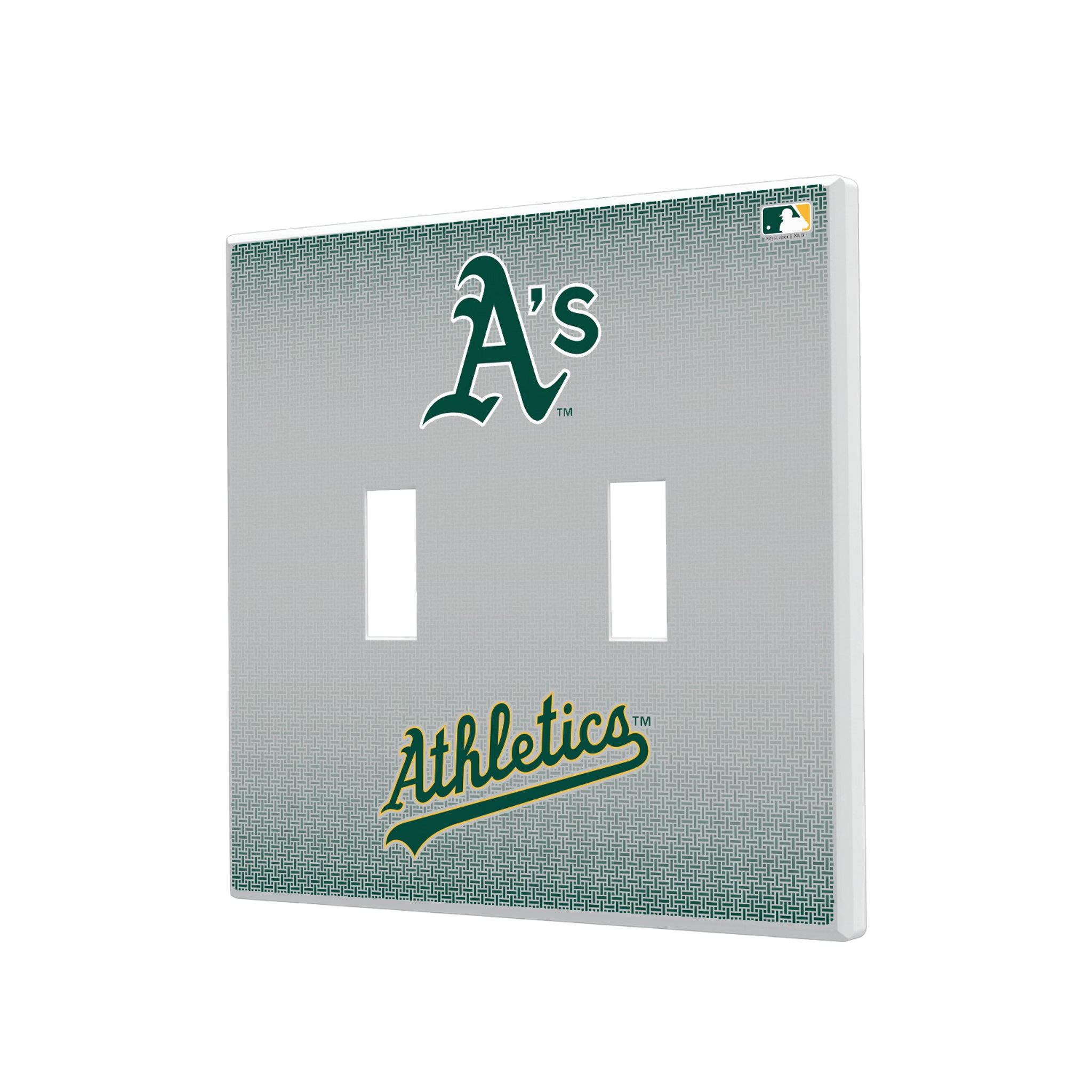 Oakland Athletics Linen Hidden-Screw Light Switch Plate#Style_Double Toggle