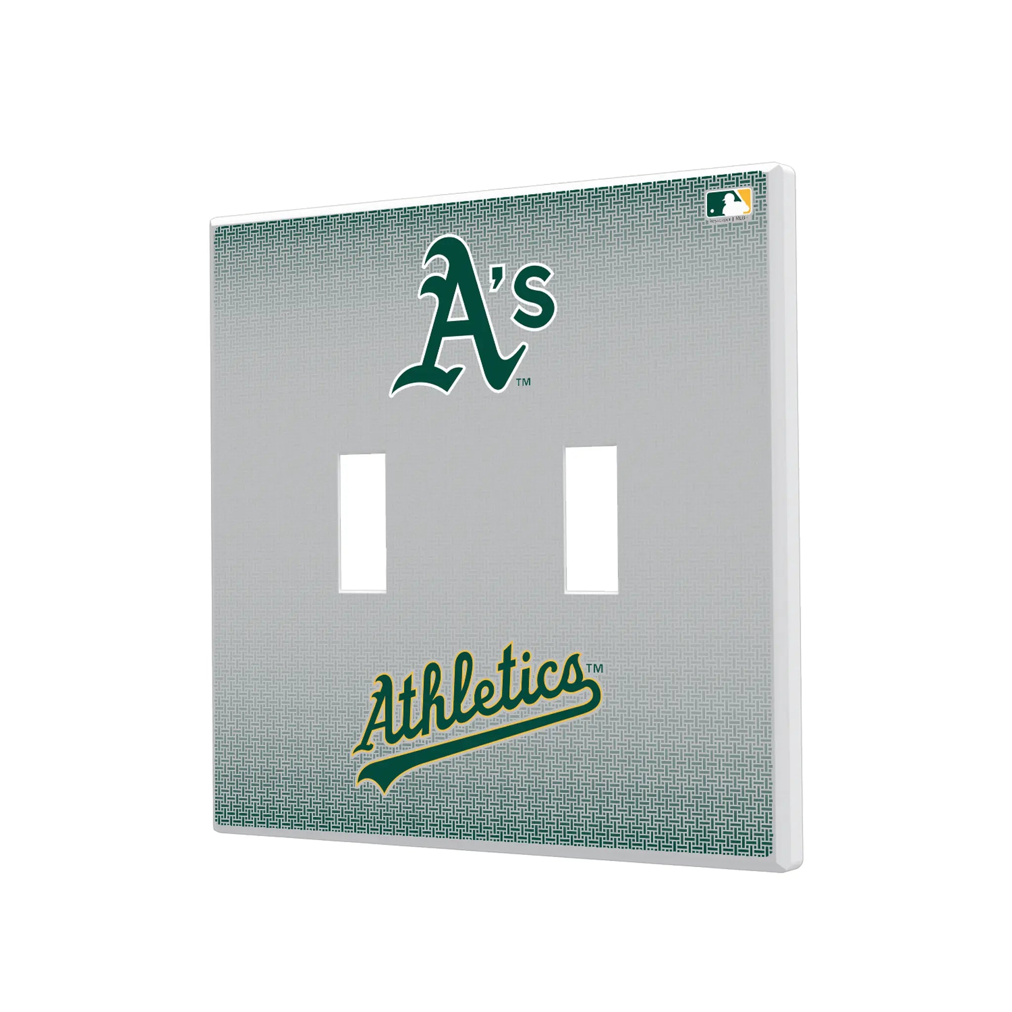 Oakland Athletics Linen Hidden-Screw Light Switch Plate#Style_Double Toggle