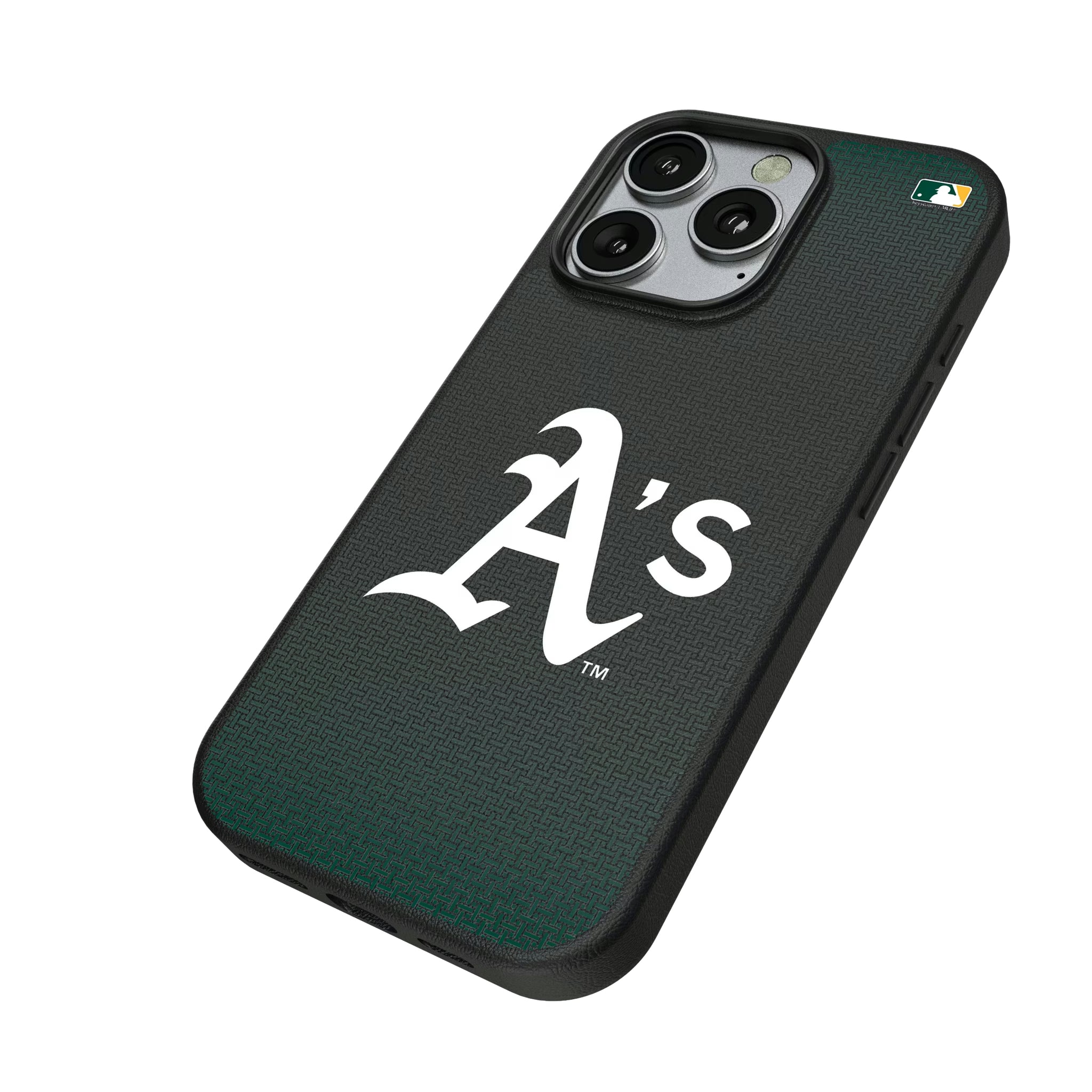 Oakland Athletics Linen iPhone MagSafe Compatible Phone Case for Apple iPhone - Isometric View