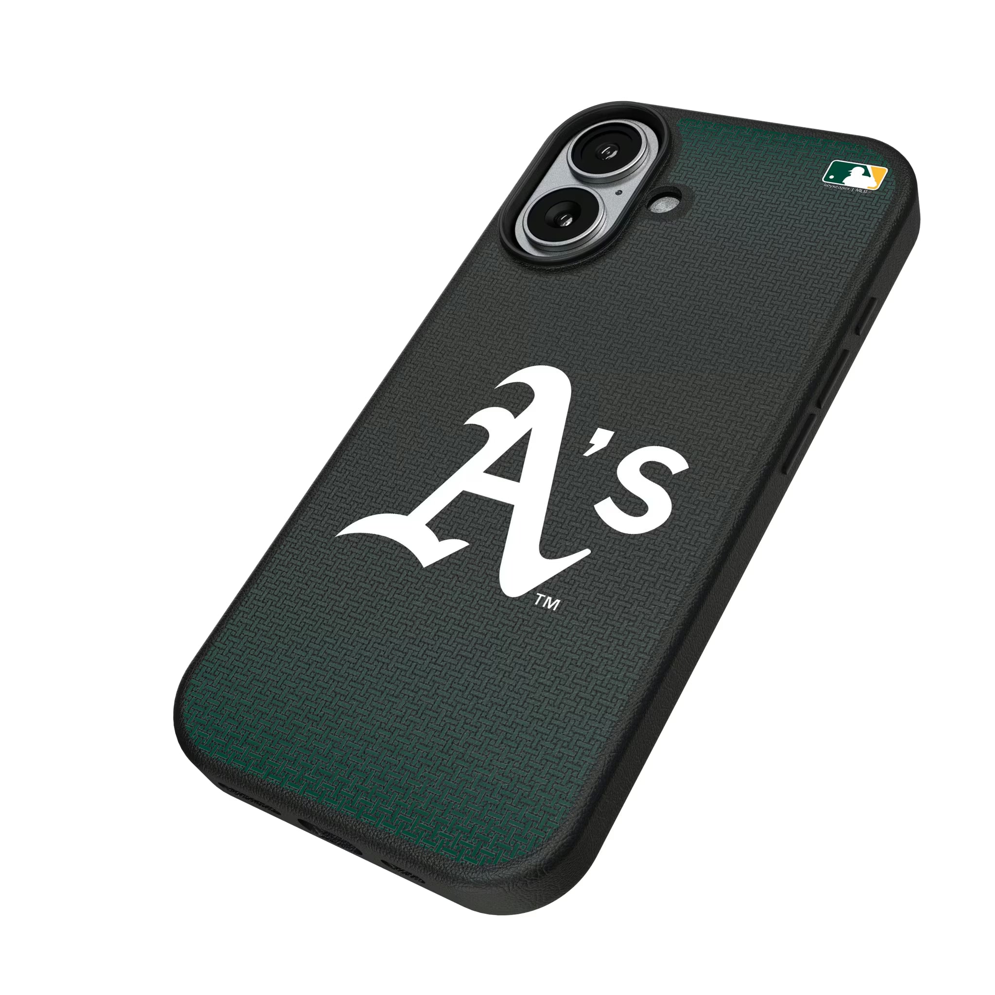 Oakland Athletics Linen iPhone MagSafe Compatible Phone Case for Apple iPhone - Isometric View#Device_iPhone 17