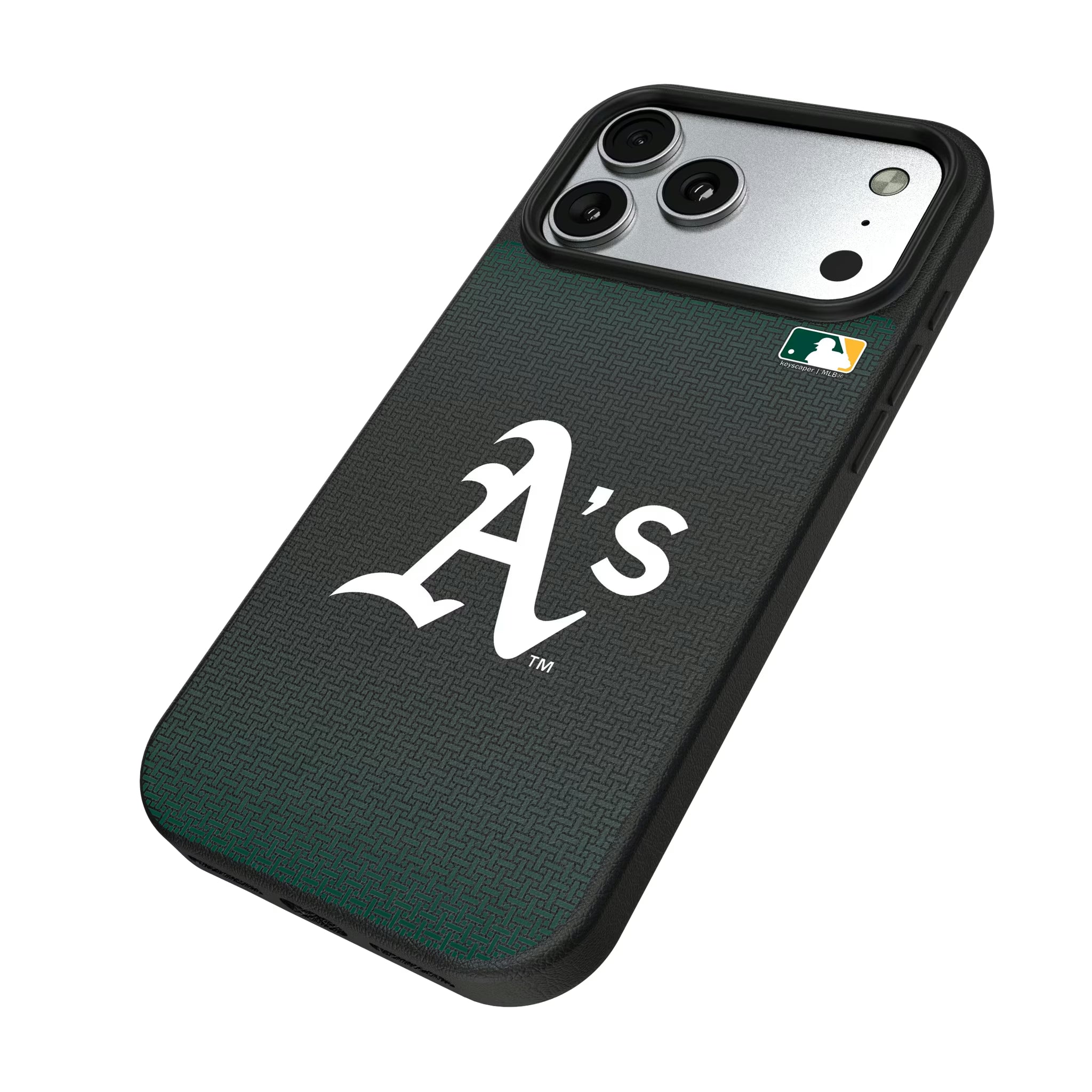 Oakland Athletics Linen iPhone MagSafe Compatible Phone Case for Apple iPhone - Isometric View#Device_iPhone 17 Pro Max