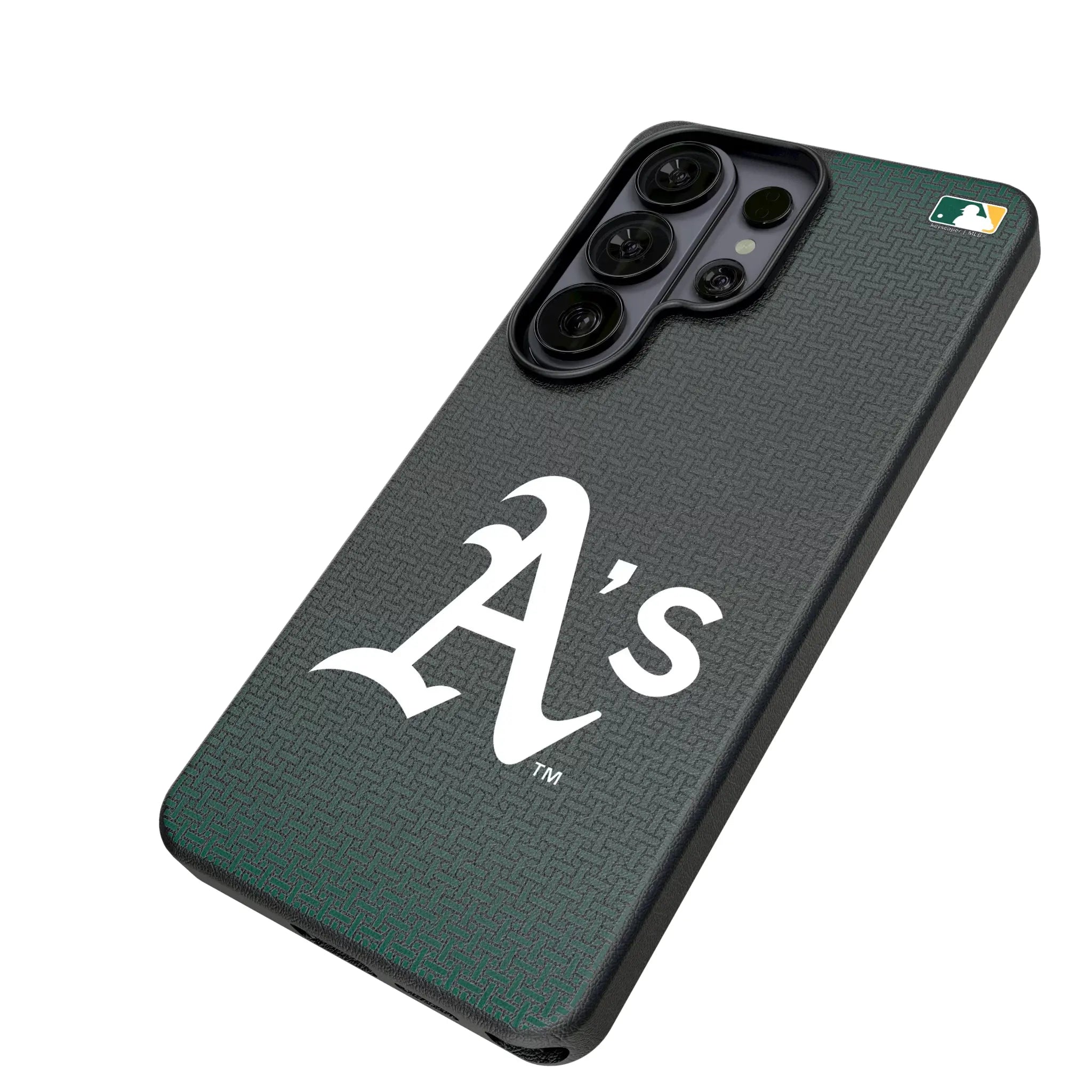 Oakland Athletics Linen Galaxy MagSafe Compatible Phone Case for Samsung Galaxy - Isometric View#Device_Galaxy S26 Ultra