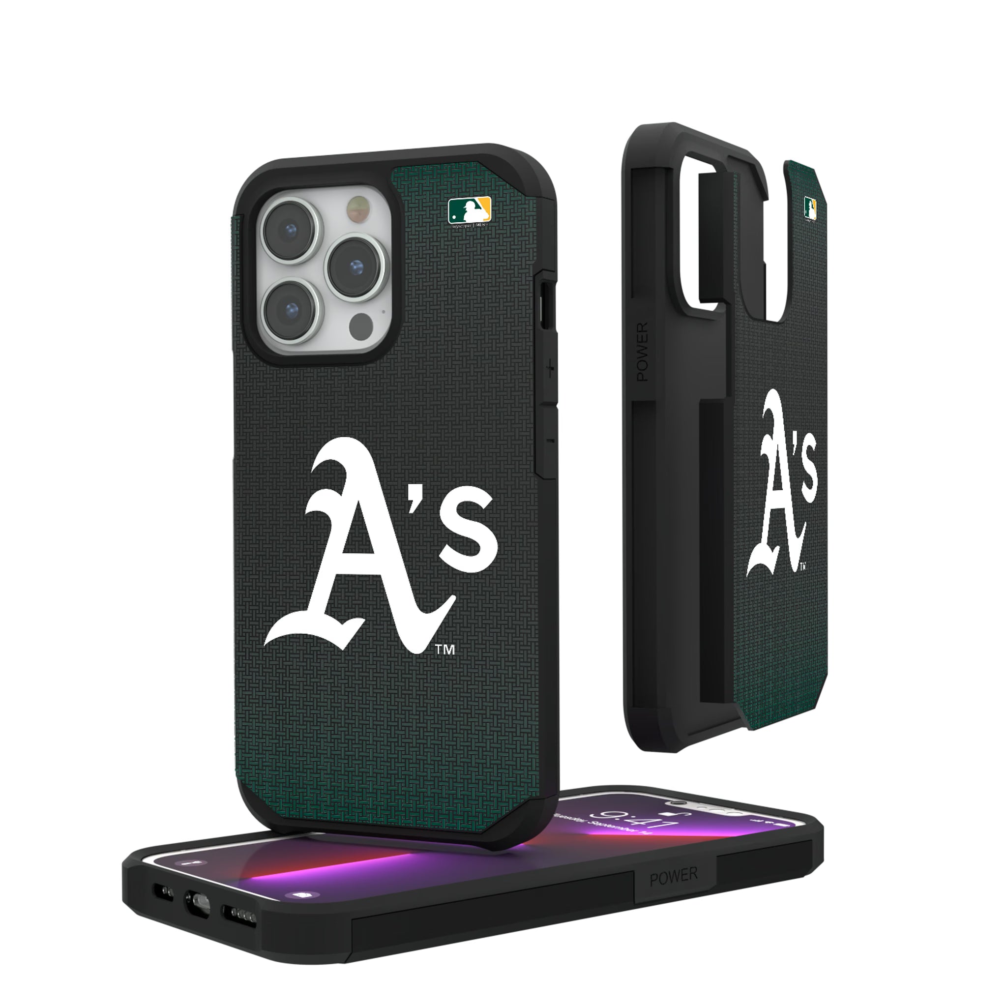 Oakland Athletics Linen iPhone Rugged Phone Case for Apple iPhone#Device_iPhone 13 Pro