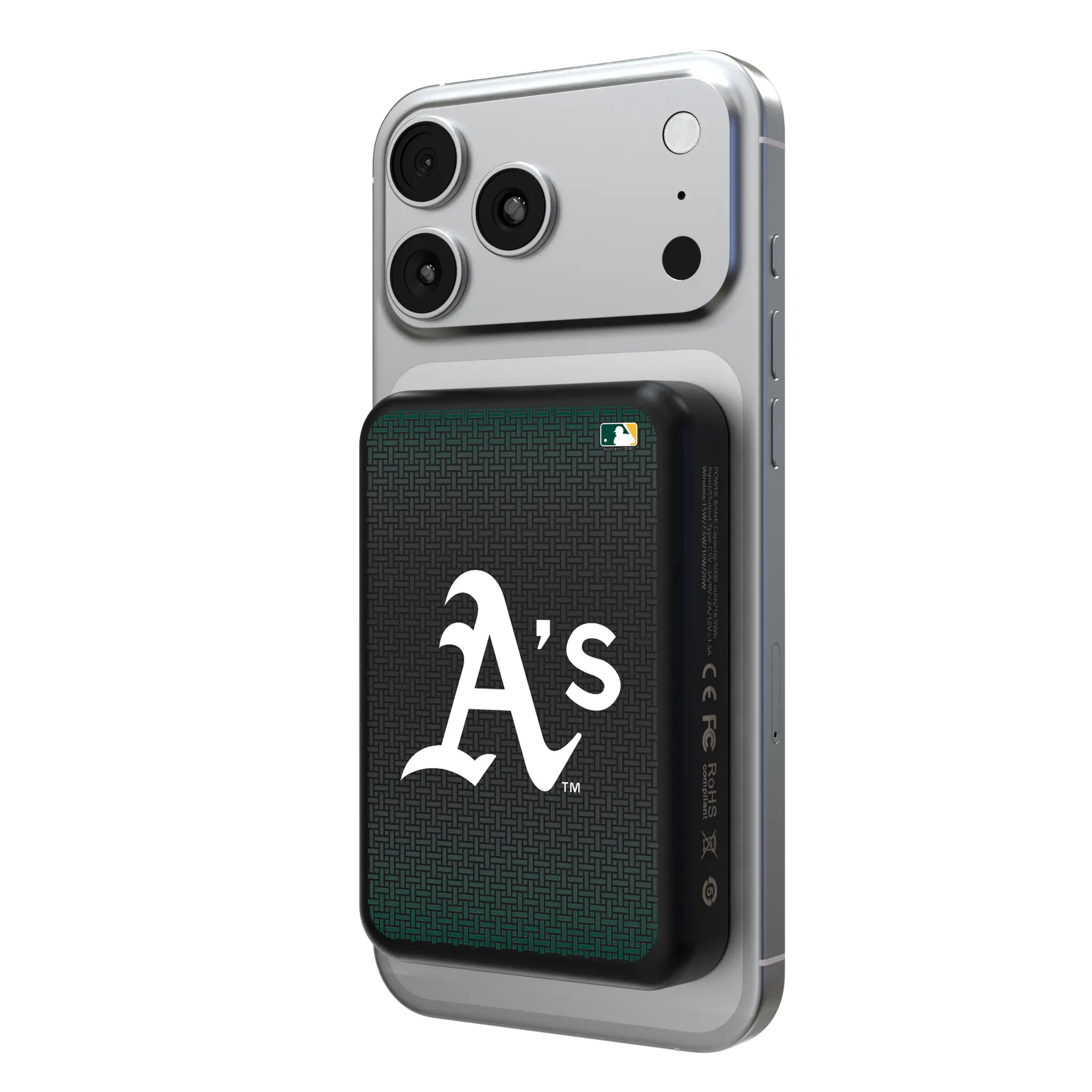 Oakland Athletics Linen Wireless Mag Power Bank