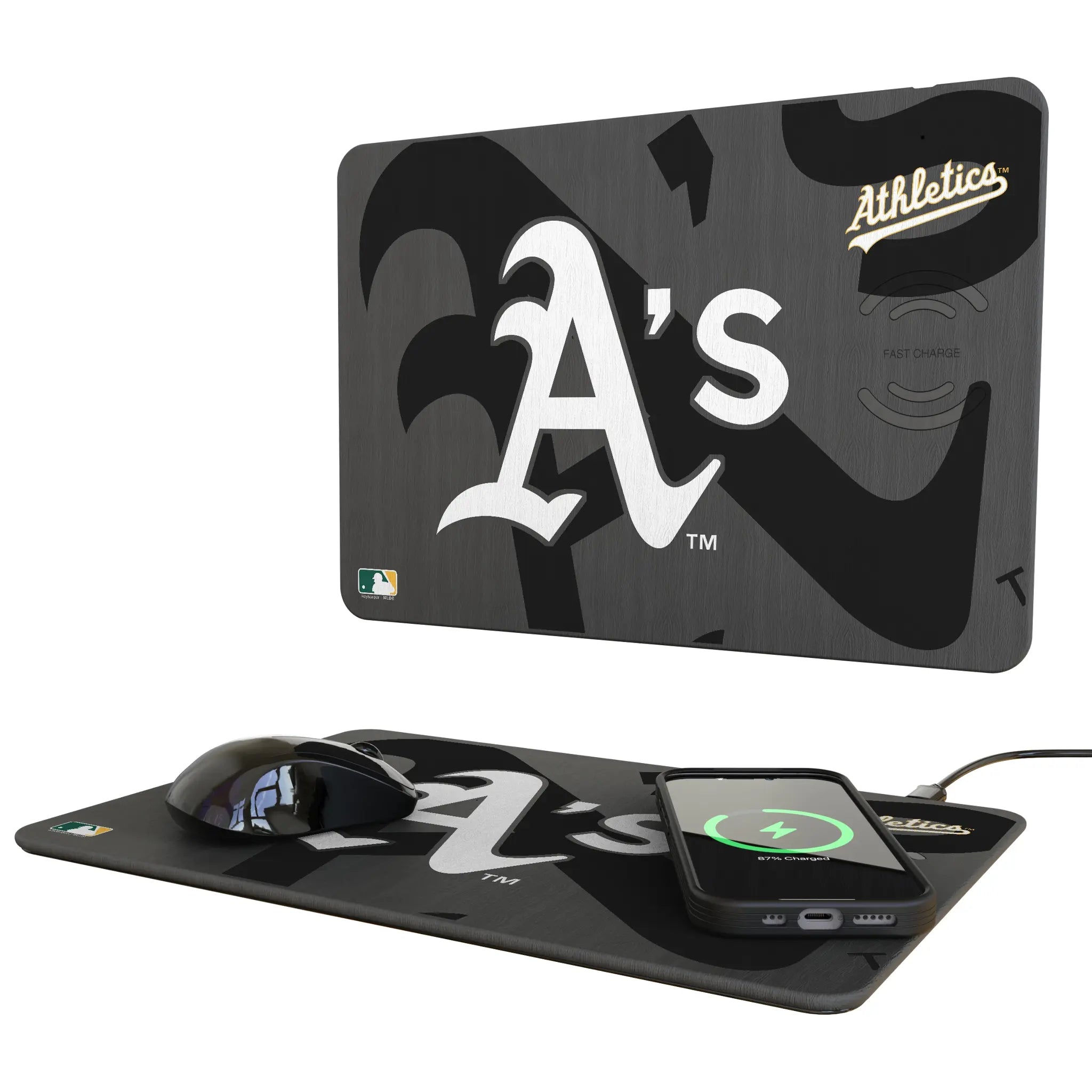 Oakland Athletics Monocolor Tilt 15-Watt Wireless Charger and Mouse Pad