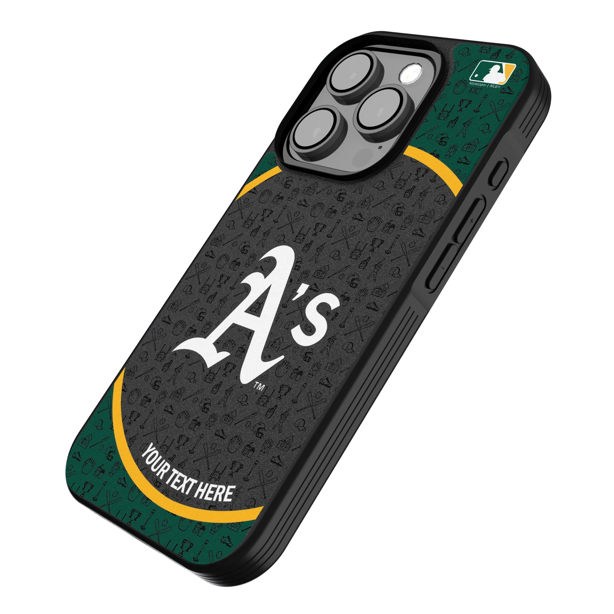 Oakland Athletics Personalized Circle iPhone Bump Phone Case for Apple iPhone - Isometric View