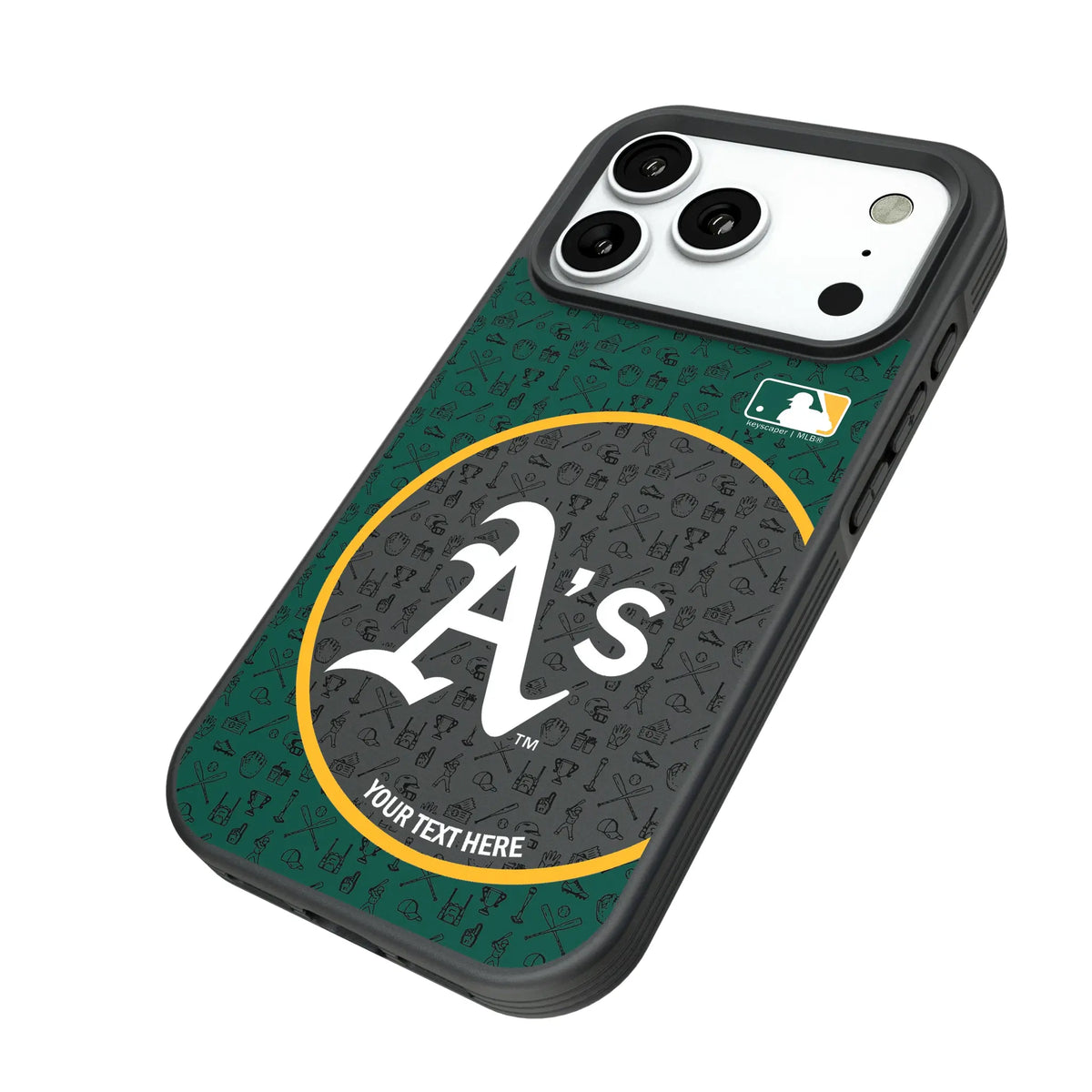 Oakland Athletics Personalized Circle iPhone Bump Phone Case for Apple iPhone - Isometric View#Device_iPhone 18 Pro