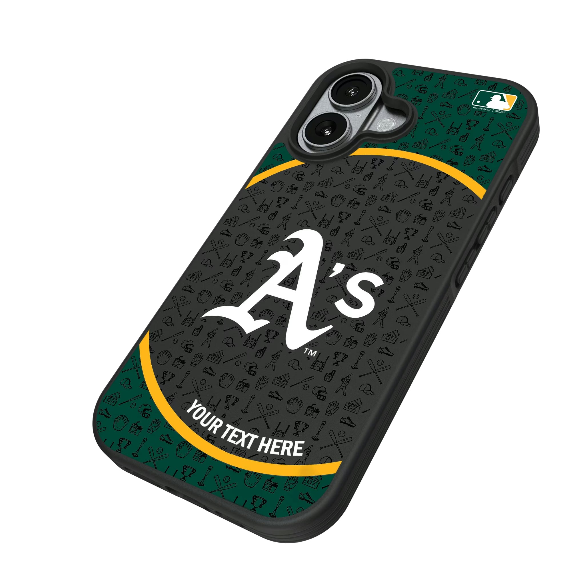 Oakland Athletics Personalized Circle iPhone Bump Phone Case for Apple iPhone - Isometric View#Device_iPhone 17
