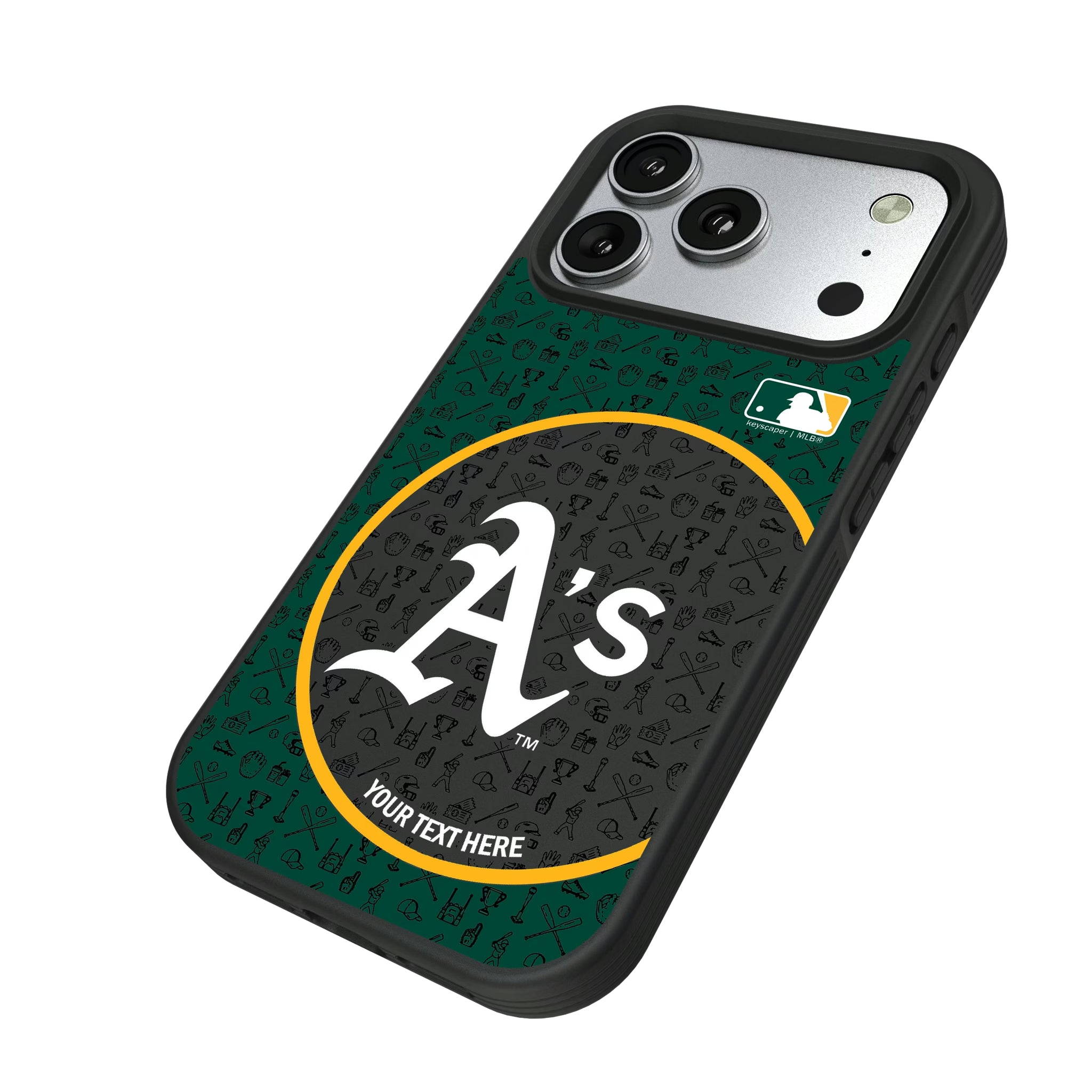 Oakland Athletics Personalized Circle iPhone Bump Phone Case for Apple iPhone - Isometric View#Device_iPhone 17 Pro