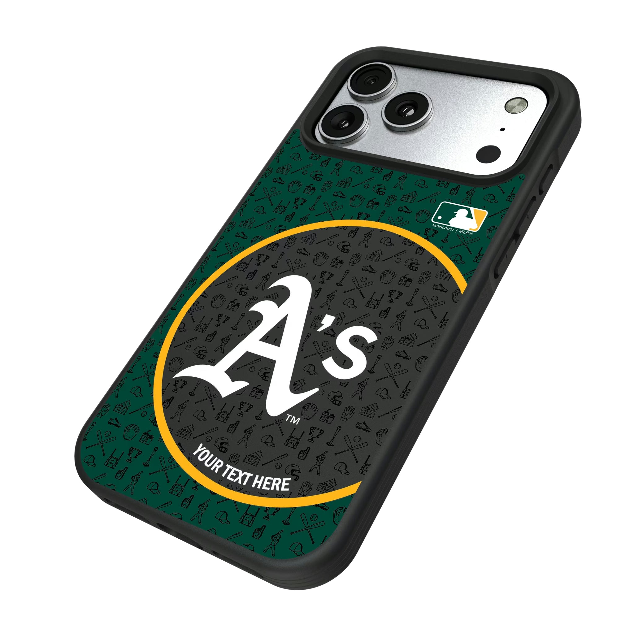 Oakland Athletics Personalized Circle iPhone Bump Phone Case for Apple iPhone - Isometric View#Device_iPhone 17 Pro Max