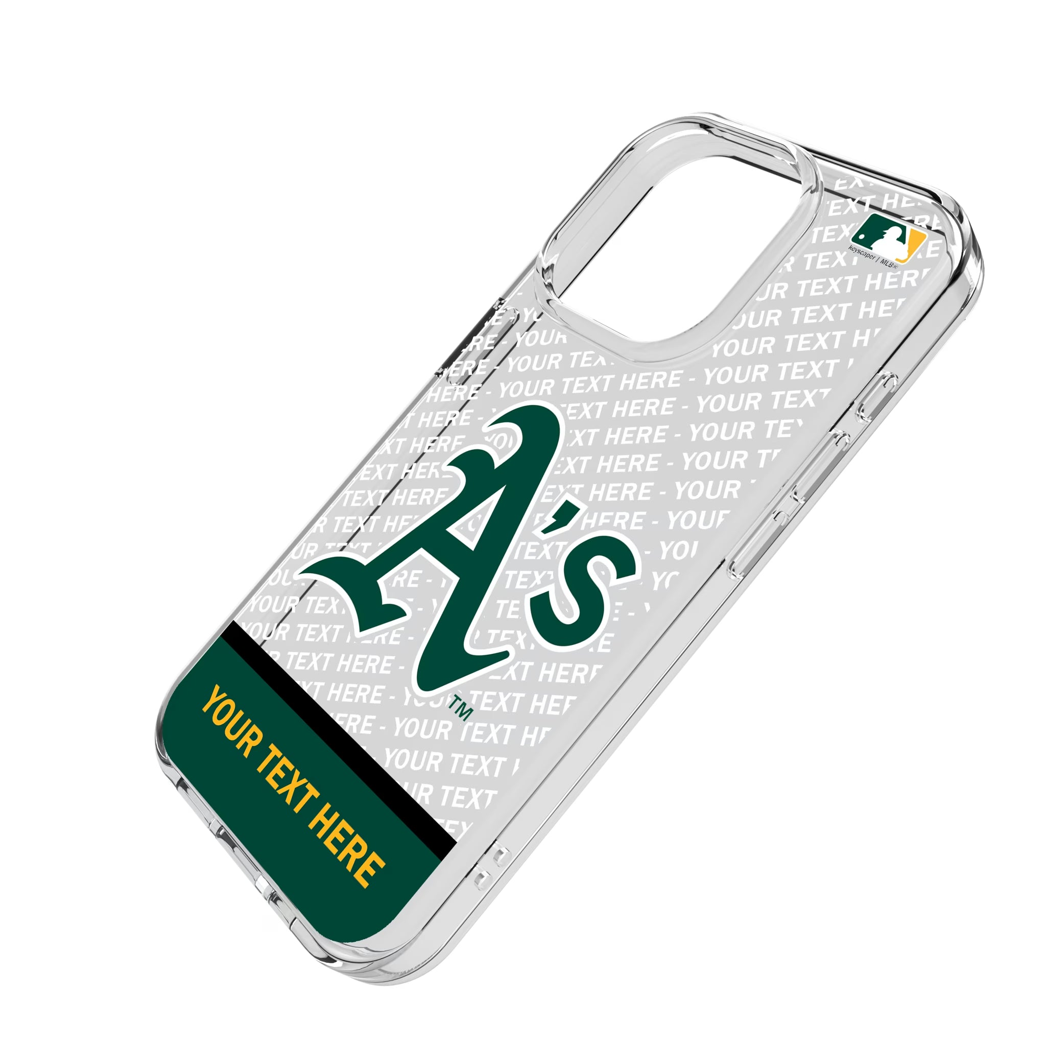 Oakland Athletics Personalized EndZone Plus iPhone Clear Phone Case for Apple iPhone - Isometric View
