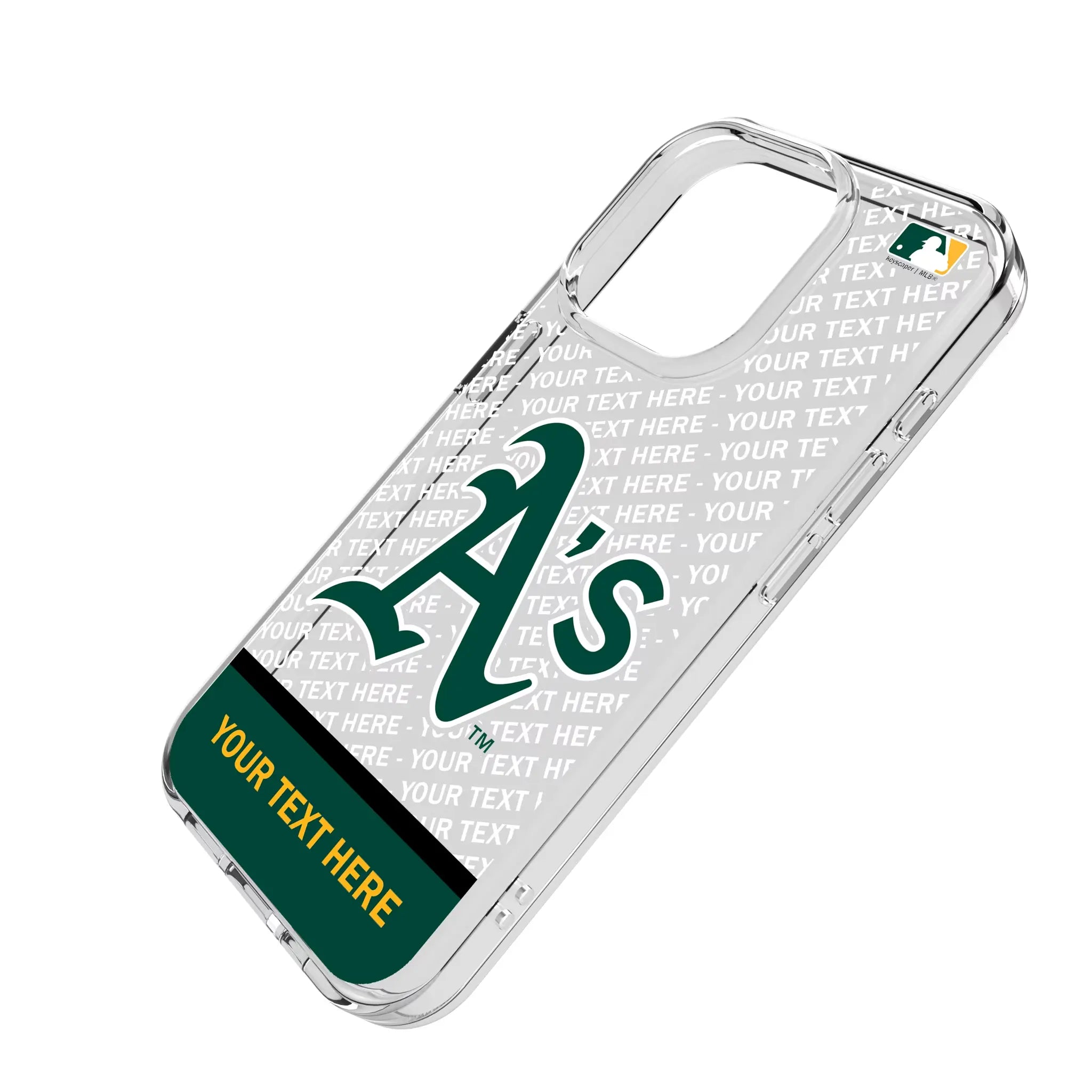 Oakland Athletics Personalized EndZone Plus iPhone Clear Phone Case for Apple iPhone - Isometric View