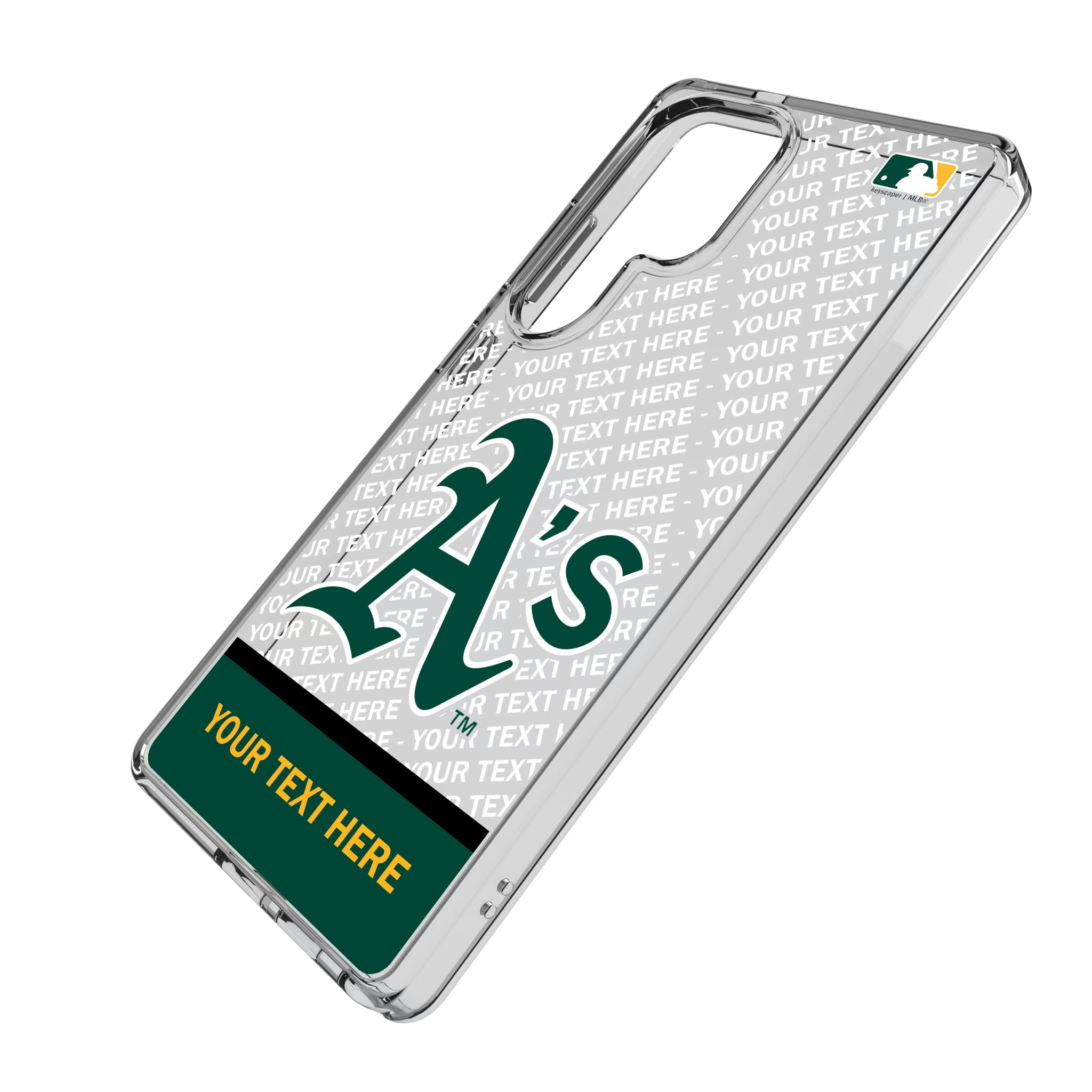 Oakland Athletics Personalized EndZone Plus Galaxy Clear Phone Case for Samsung Galaxy - Isometric View