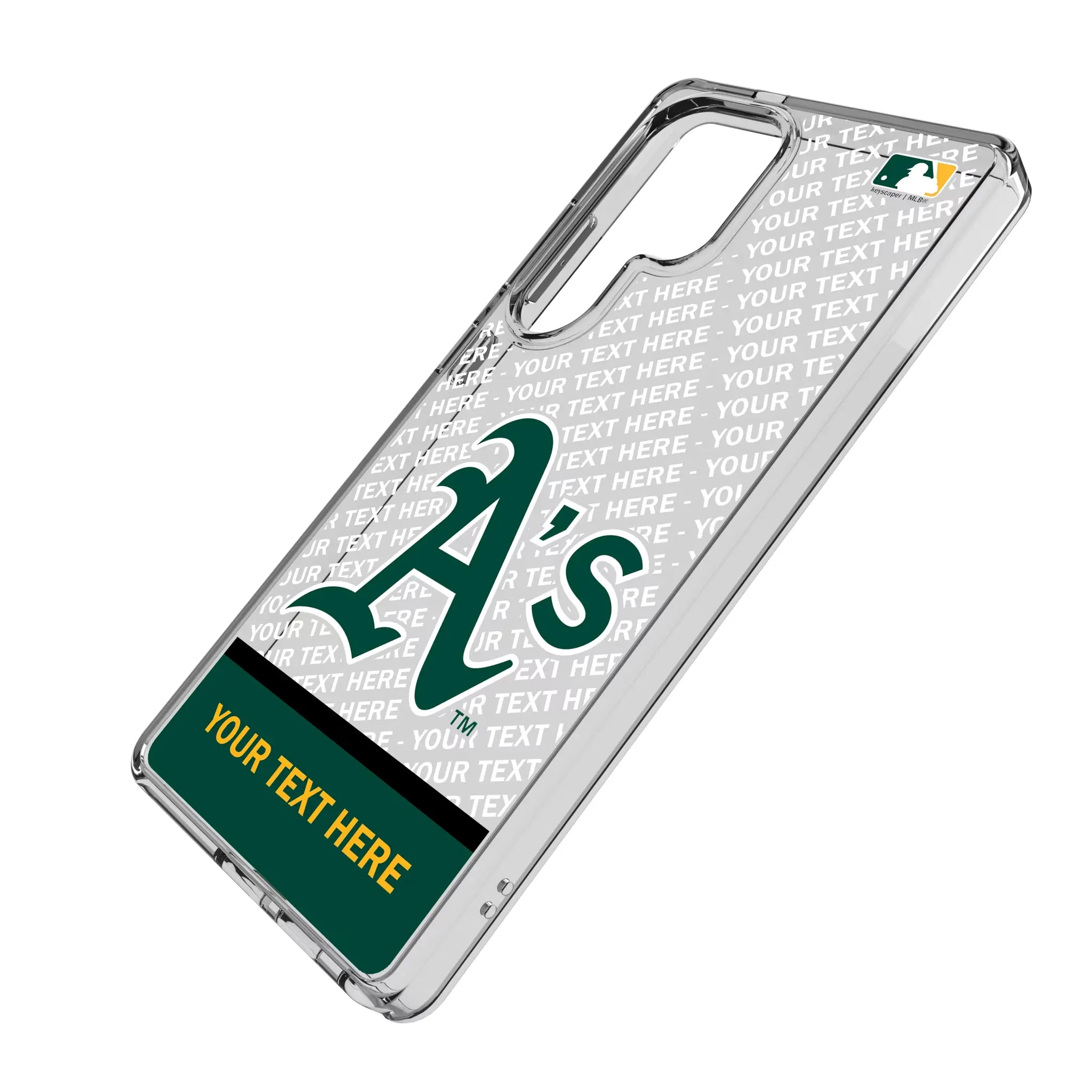 Oakland Athletics Personalized EndZone Plus Galaxy Clear Phone Case for Samsung Galaxy - Isometric View#Device_Galaxy S25 Ultra