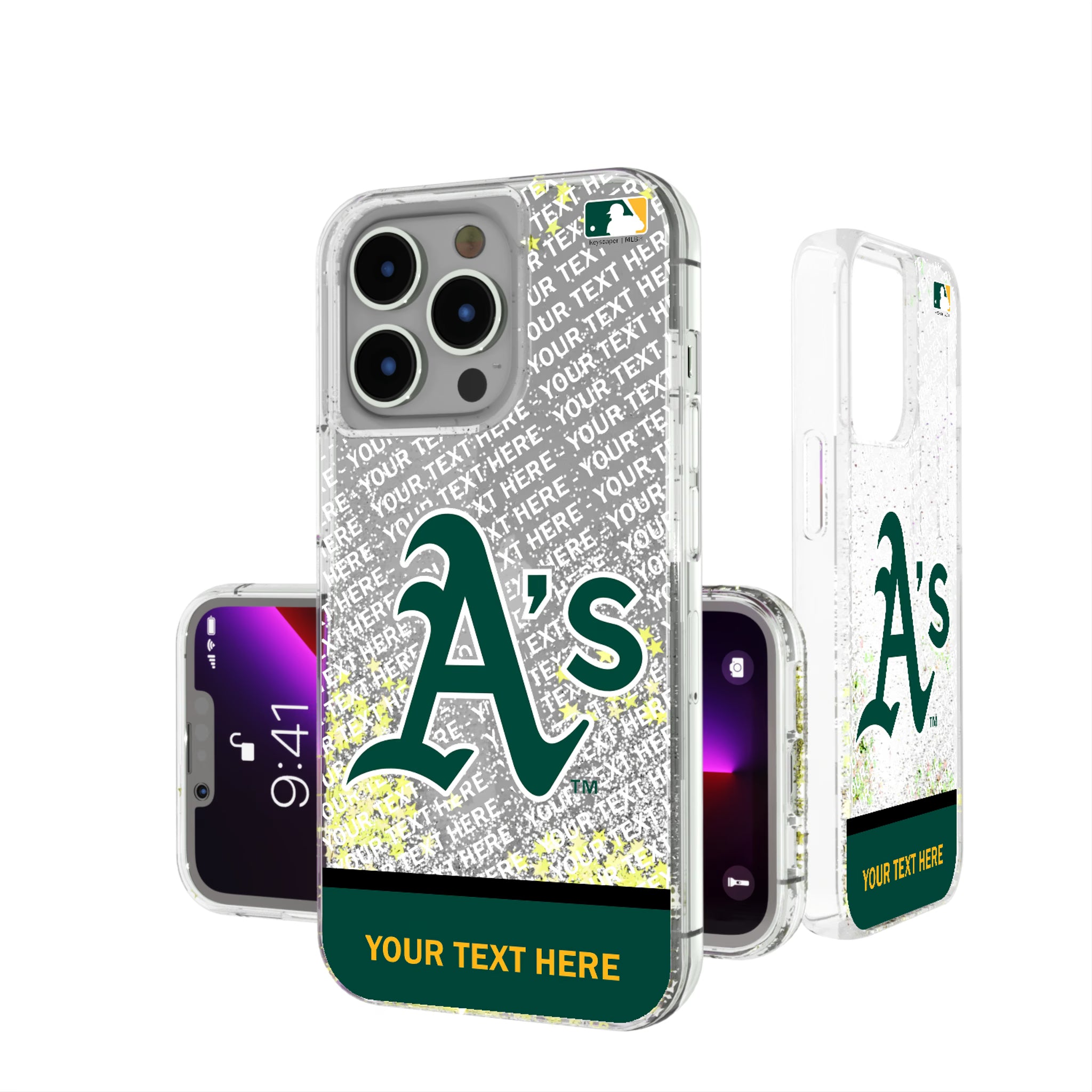 Oakland Athletics Personalized EndZone Plus iPhone Glitter Phone Case for Apple iPhone