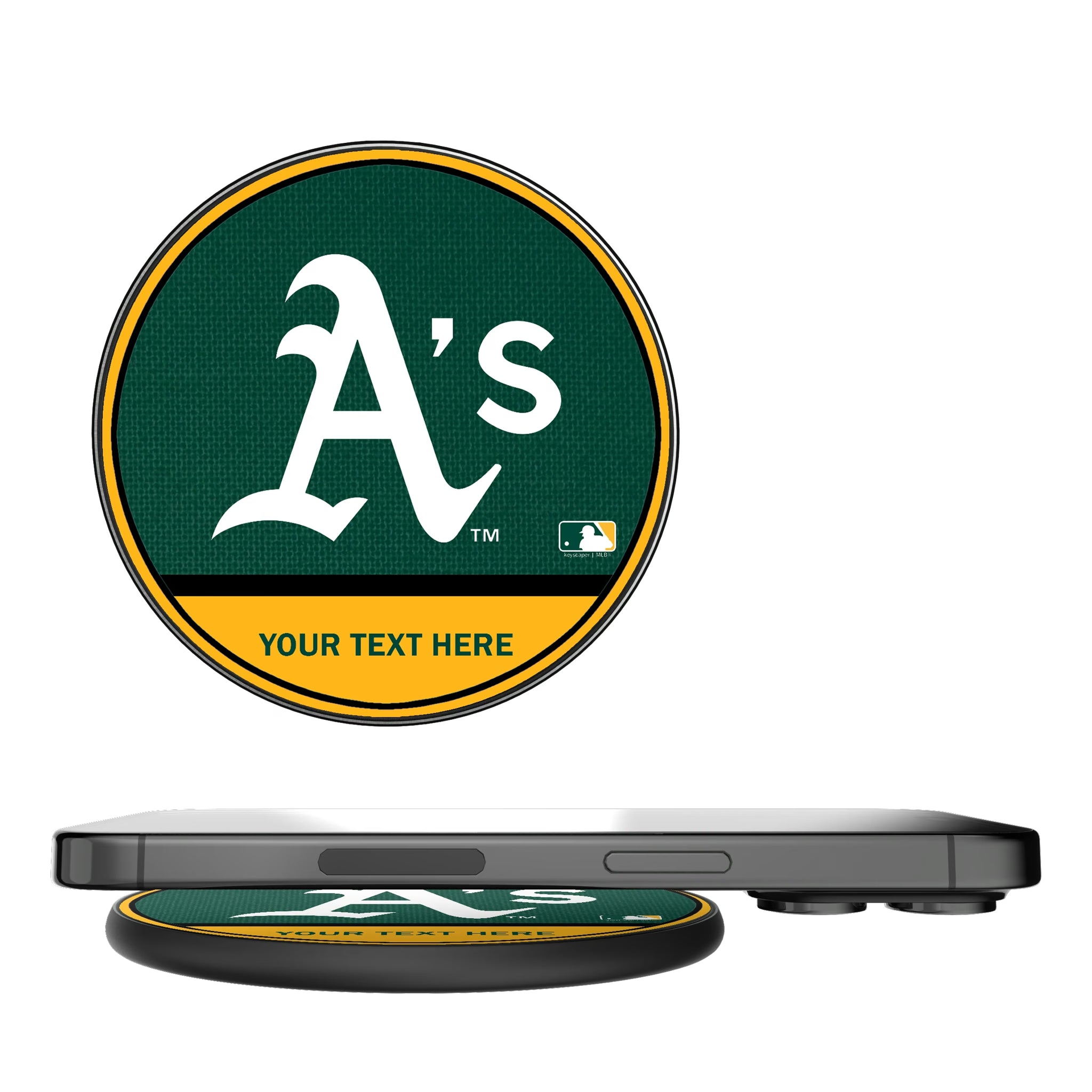 Oakland Athletics Personalized Endzone Solid 15-Watt Wireless Charger