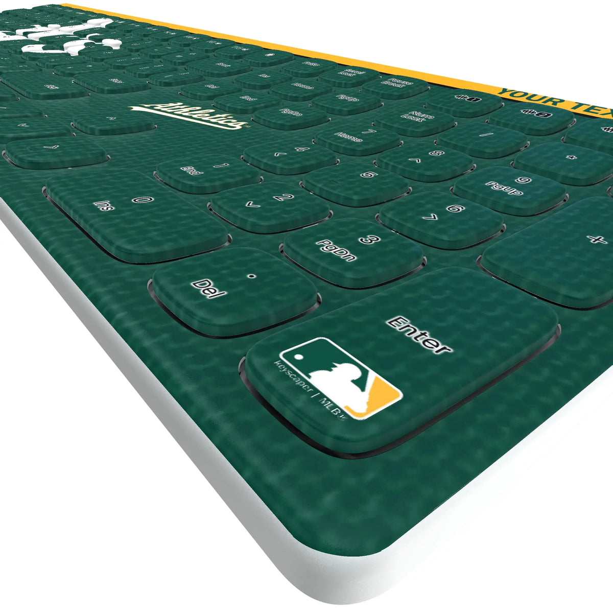 Oakland Athletics Personalized Endzone Solid KKB605 Curved Wireless Keyboard - Detail