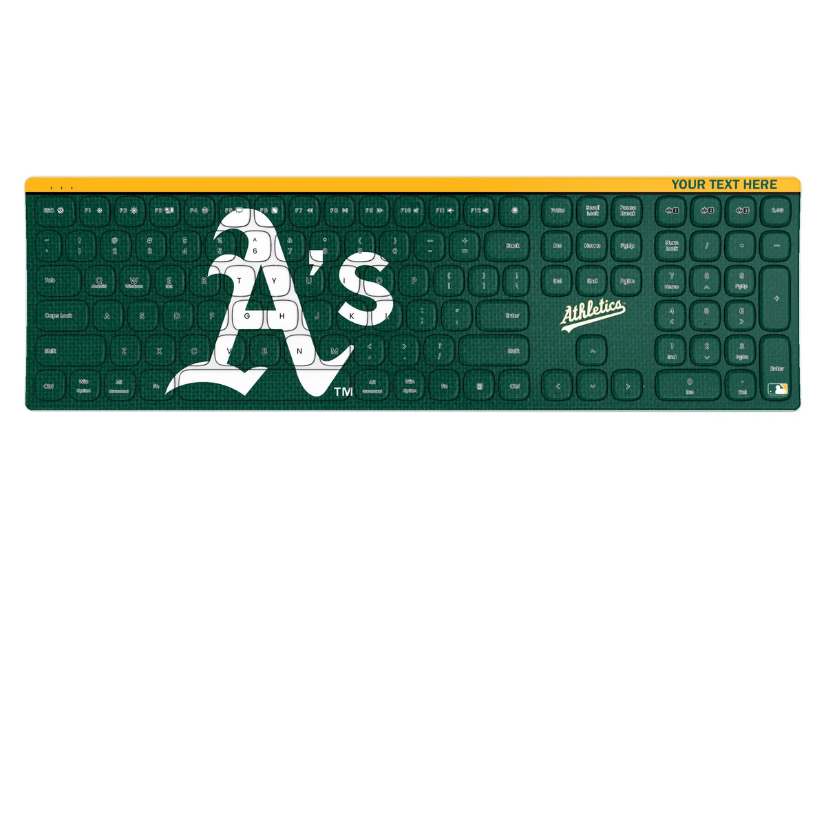 Oakland Athletics Personalized Endzone Solid KKB605 Curved Wireless Keyboard