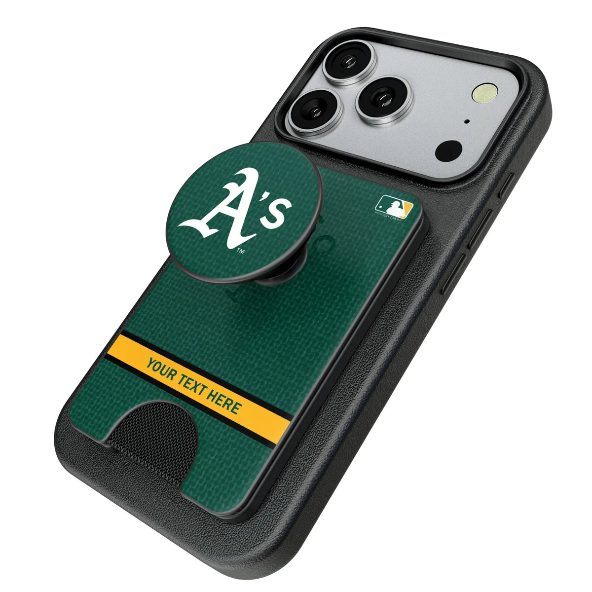 Oakland Athletics Personalized Endzone Solid Popsockets Wallet Magnetic - Isometric View