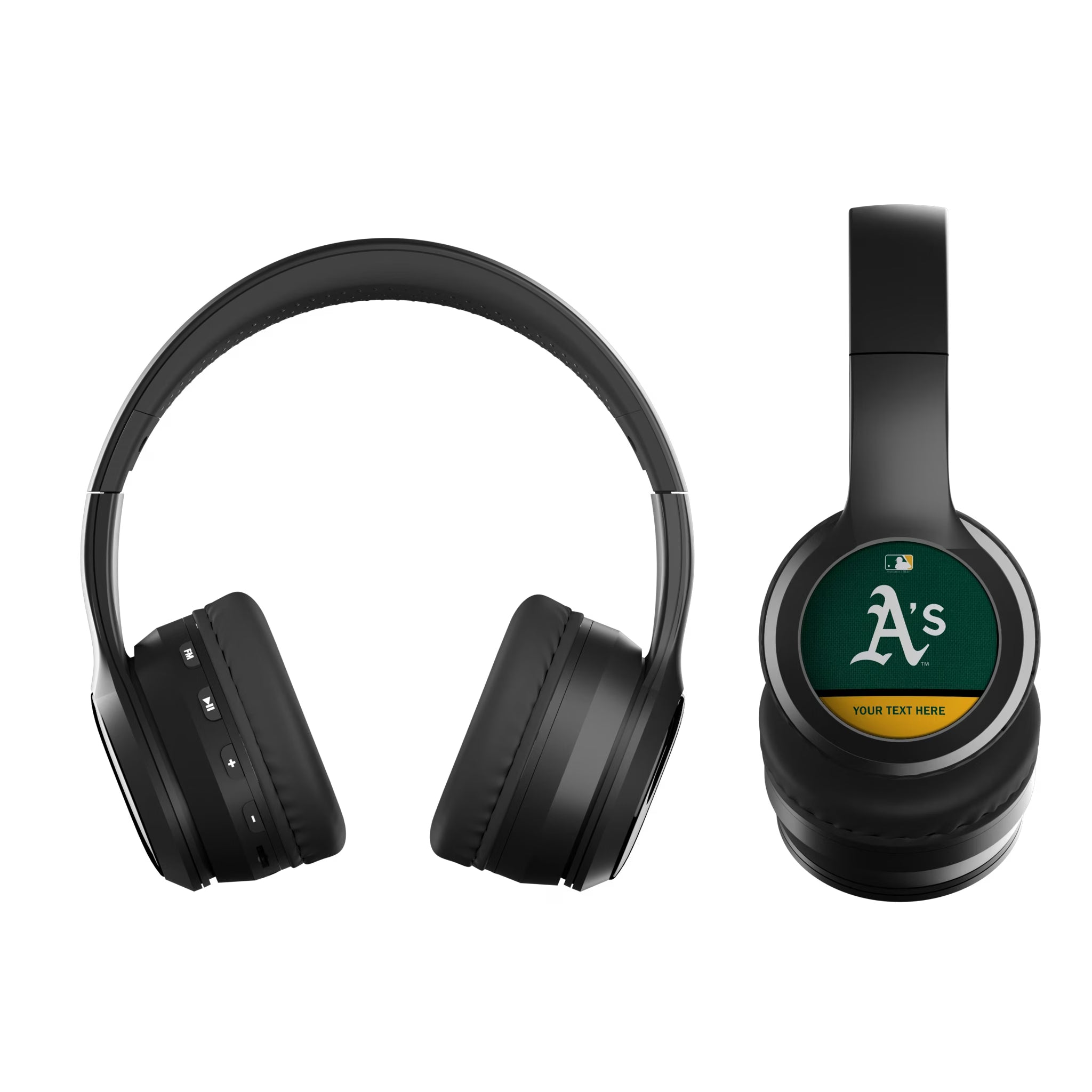 Oakland Athletics Personalized Endzone Solid Wireless Over-Ear BT Headphones With Case