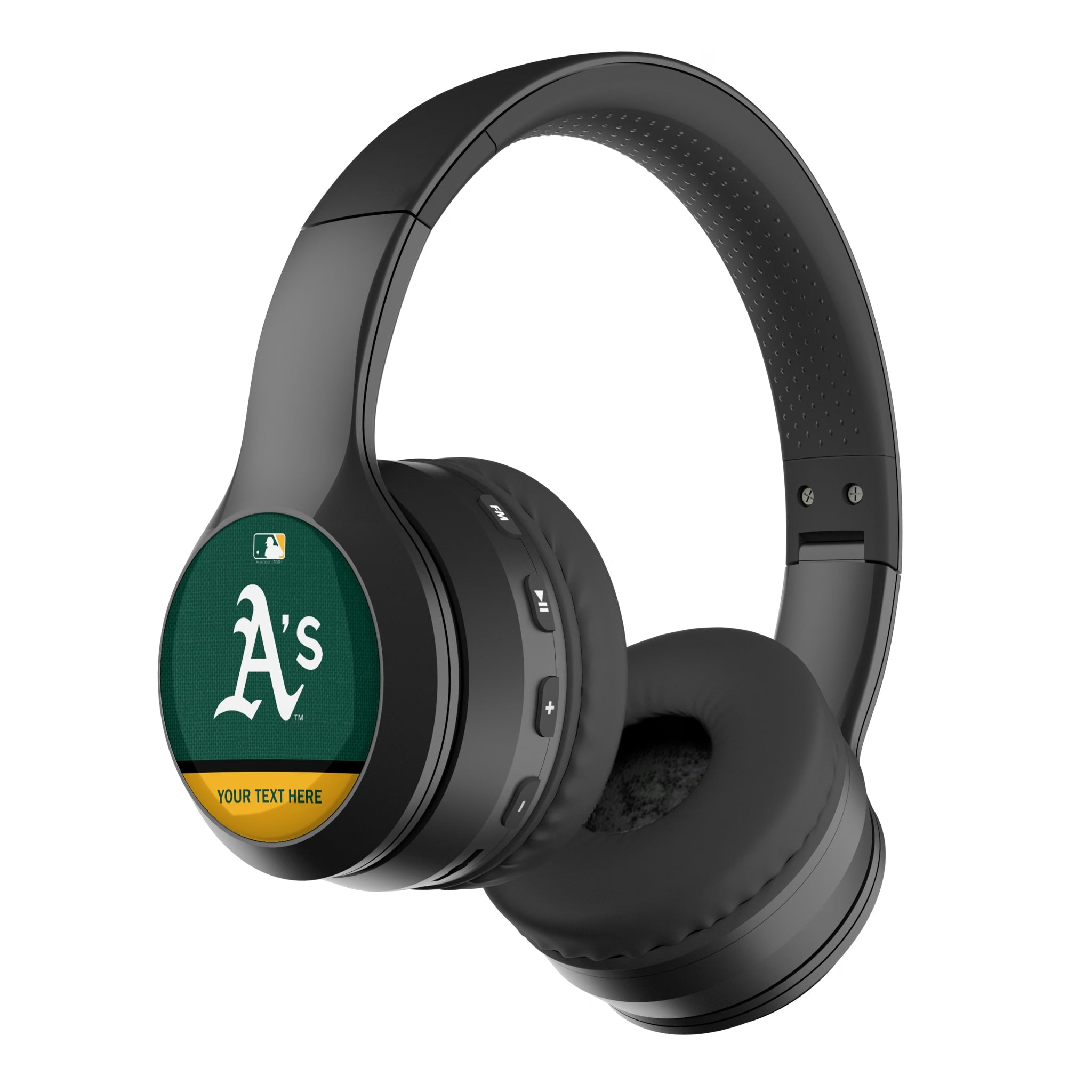 Oakland Athletics Personalized Endzone Solid Wireless Over-Ear BT Headphones With Case
