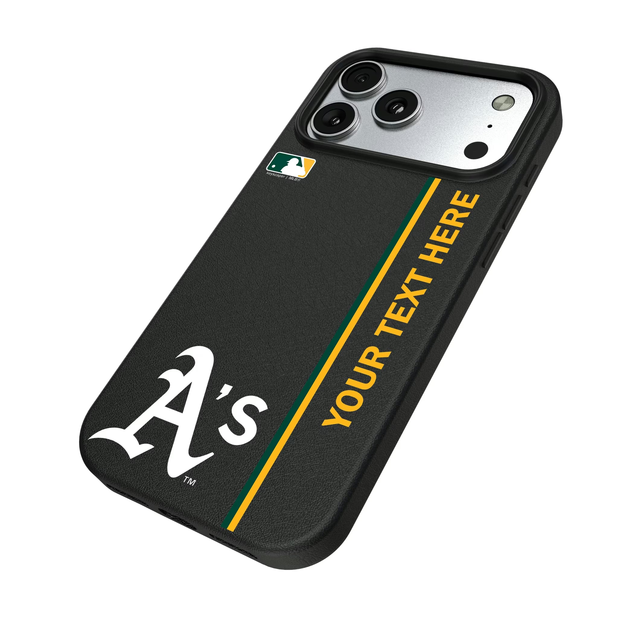Oakland Athletics Personalized Sidebard iPhone MagSafe Compatible Phone Case for Apple iPhone - Isometric View#Device_iPhone 17 Pro Max