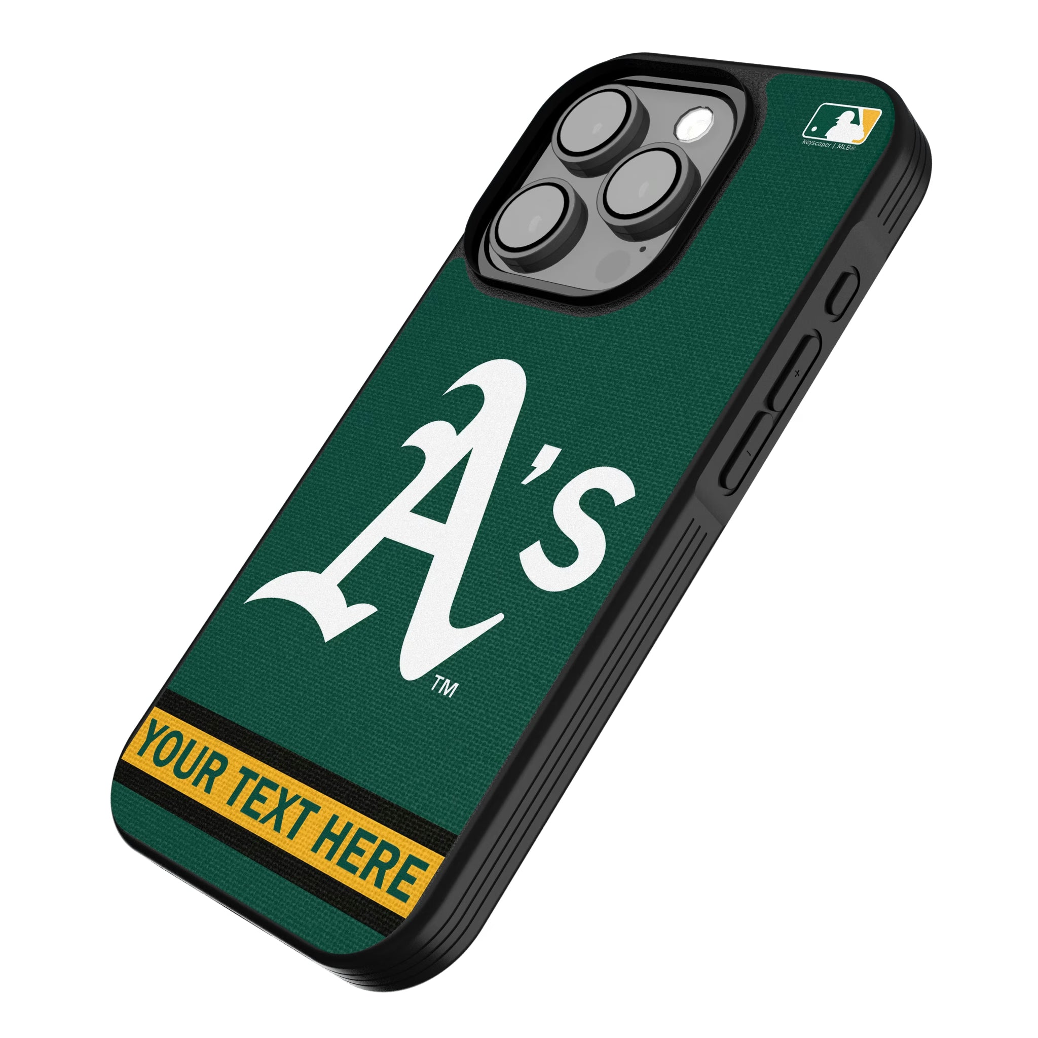 Oakland Athletics Personalized Stripe iPhone Bump Phone Case for Apple iPhone - Isometric View