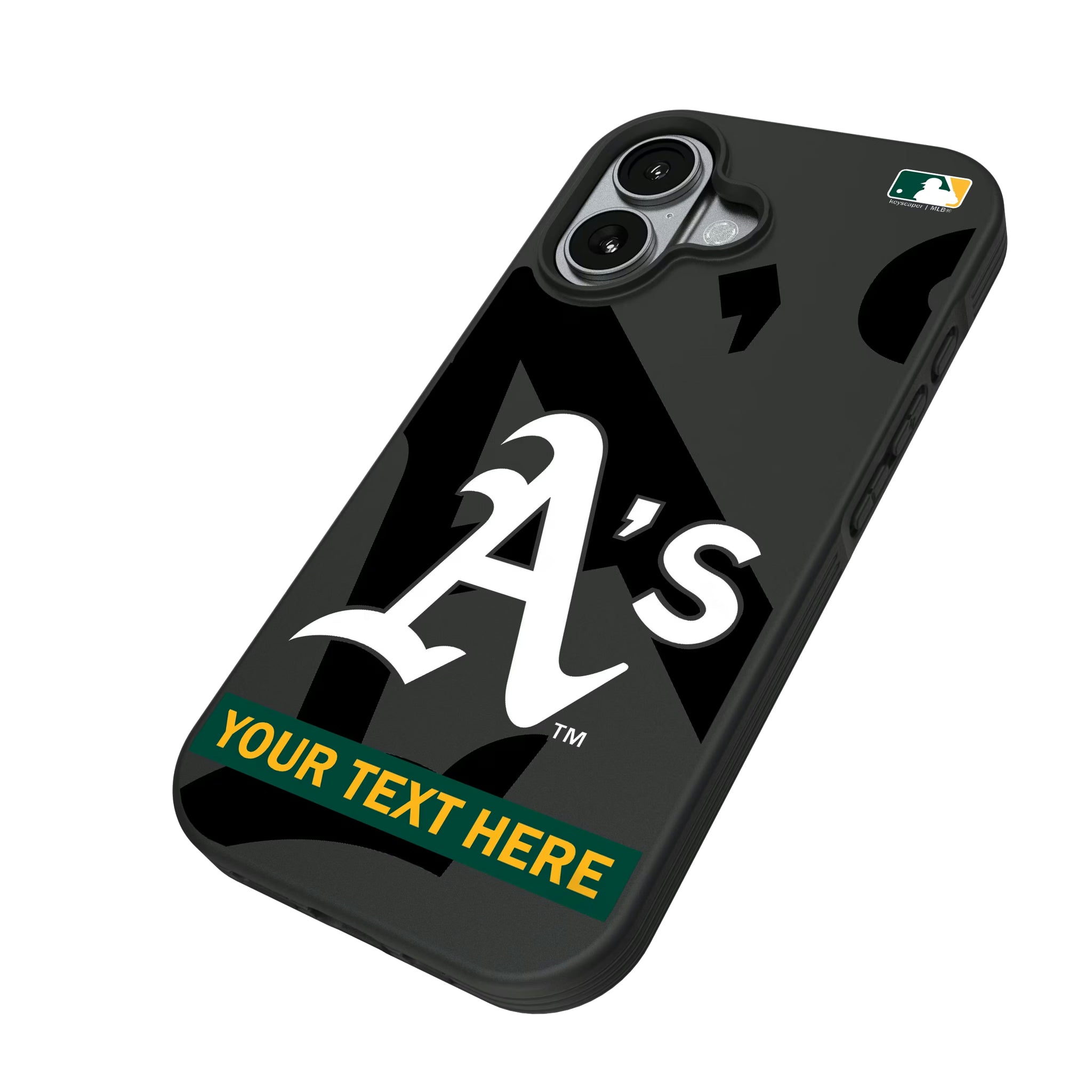 Oakland Athletics Personalized Tilt iPhone Bump Phone Case for Apple iPhone - Isometric View#Device_iPhone 17