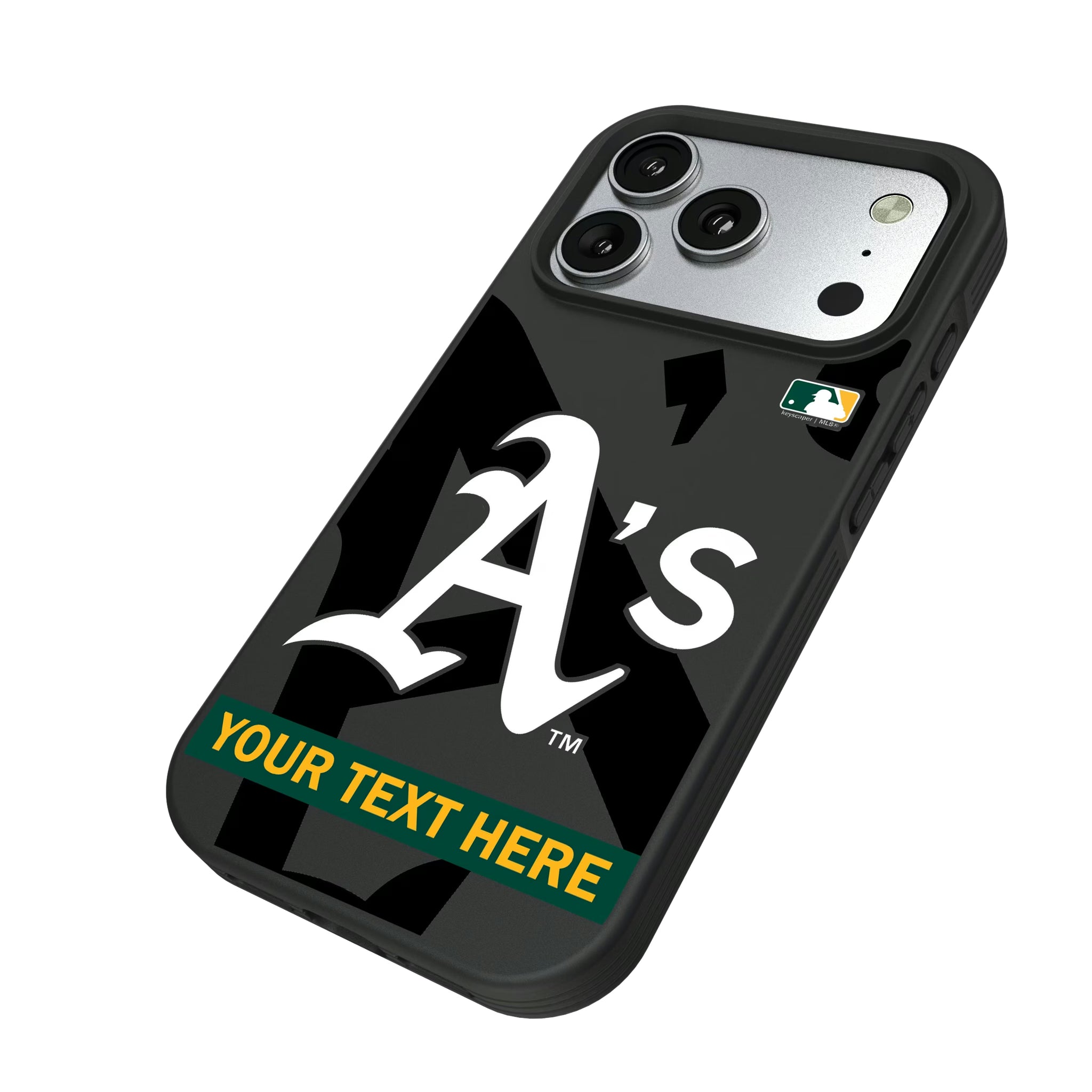 Oakland Athletics Personalized Tilt iPhone Bump Phone Case for Apple iPhone - Isometric View#Device_iPhone 17 Pro