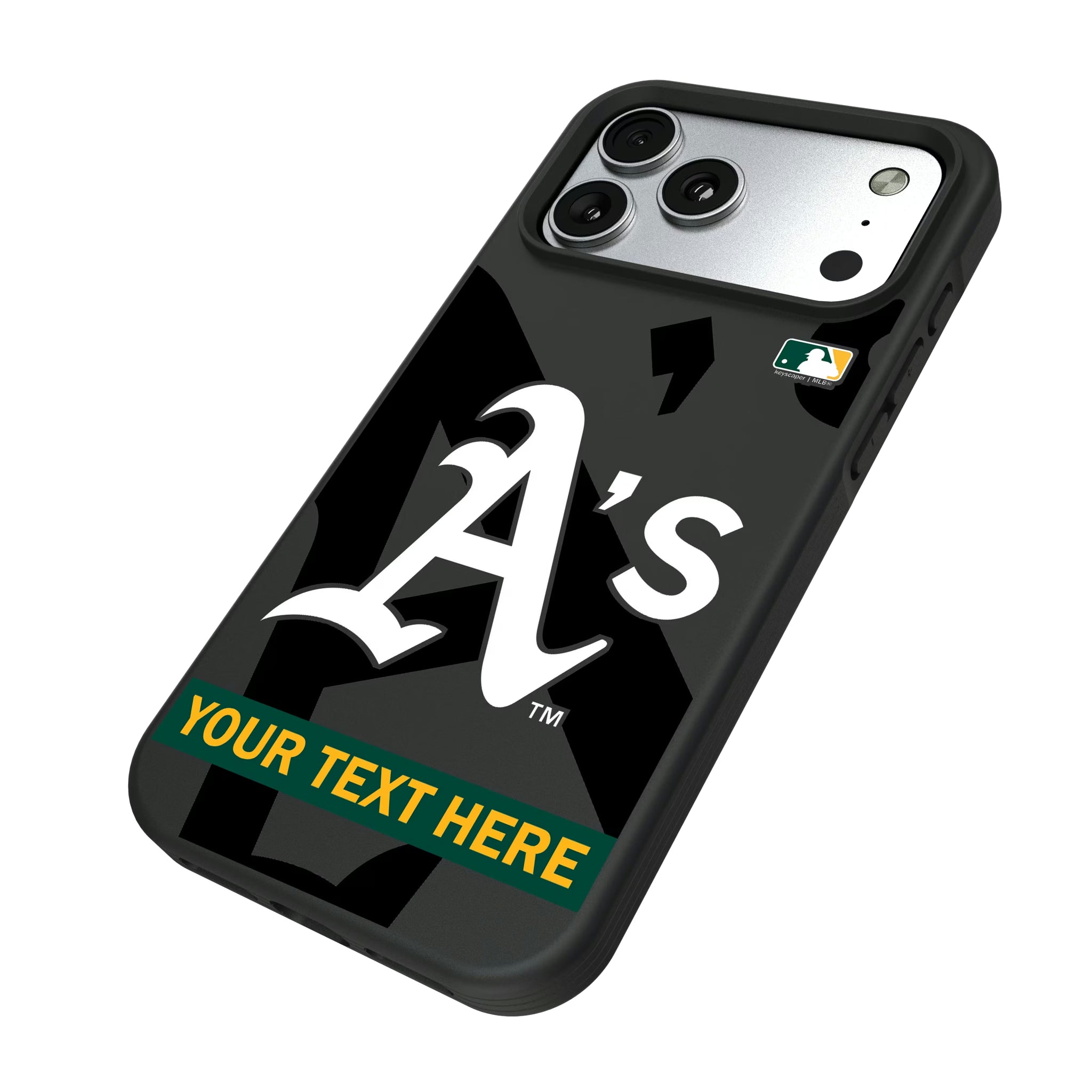Oakland Athletics Personalized Tilt iPhone Bump Phone Case for Apple iPhone - Isometric View#Device_iPhone 17 Pro Max