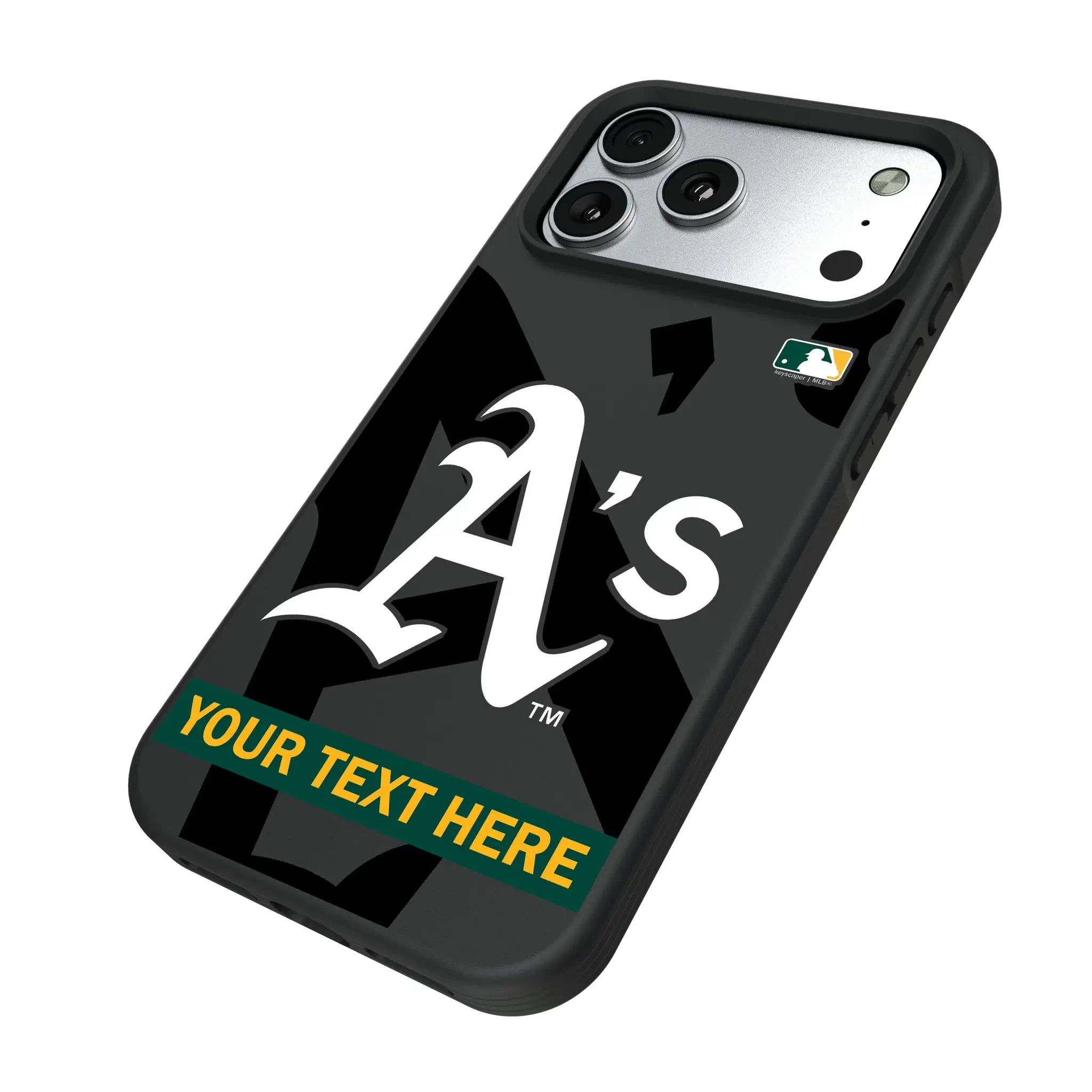Oakland Athletics Personalized Tilt iPhone Bump Phone Case for Apple iPhone - Isometric View#Device_iPhone 17 Pro Max