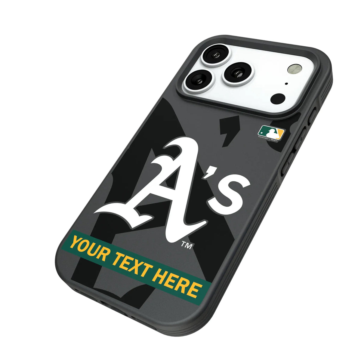 Oakland Athletics Personalized Tilt iPhone Bump Phone Case for Apple iPhone - Isometric View#Device_iPhone 18 Pro