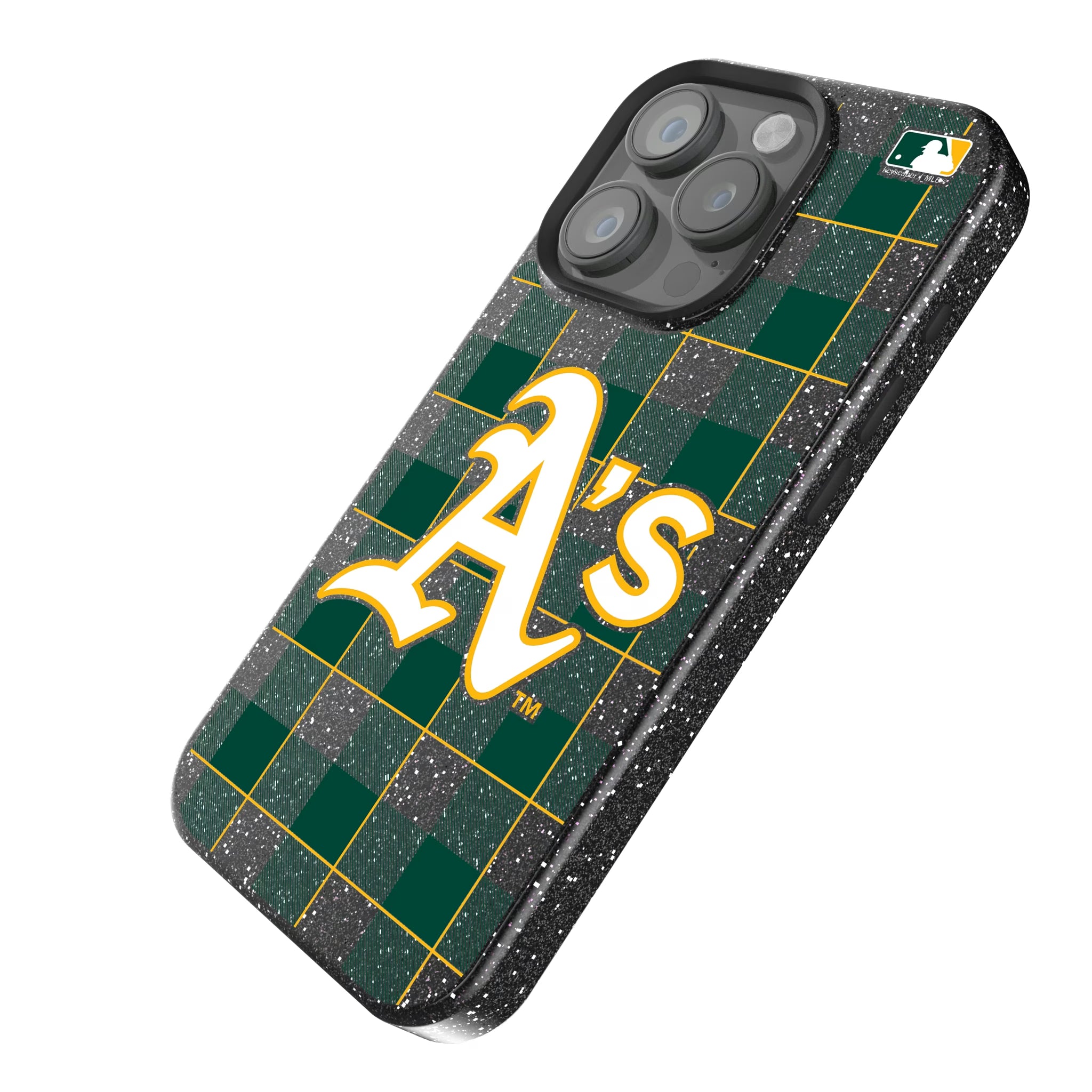 Oakland Athletics Plaid iPhone Bling Phone Case for Apple iPhone - Isometric View
