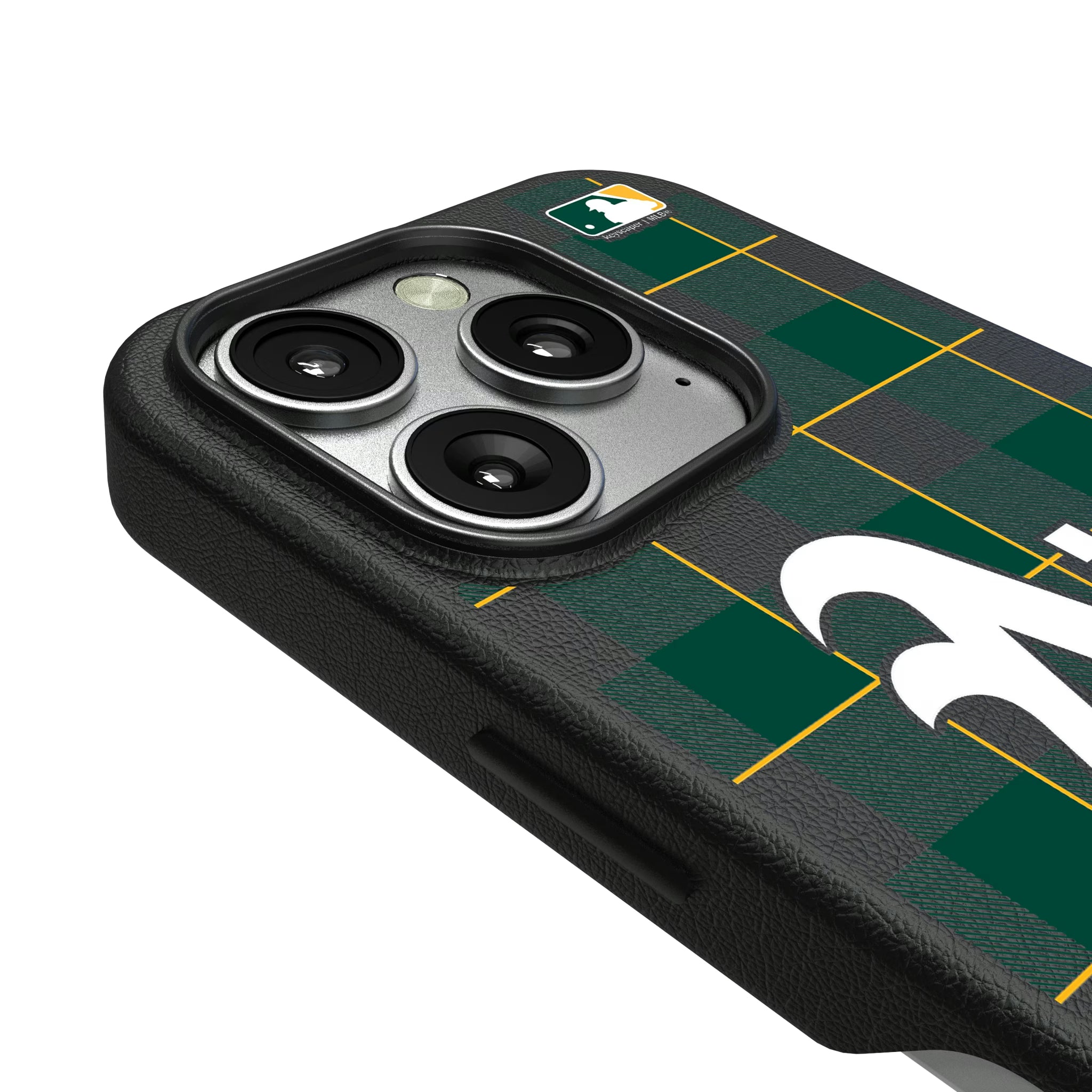 Oakland Athletics Plaid iPhone MagSafe Compatible Phone Case for Apple iPhone - Detail
