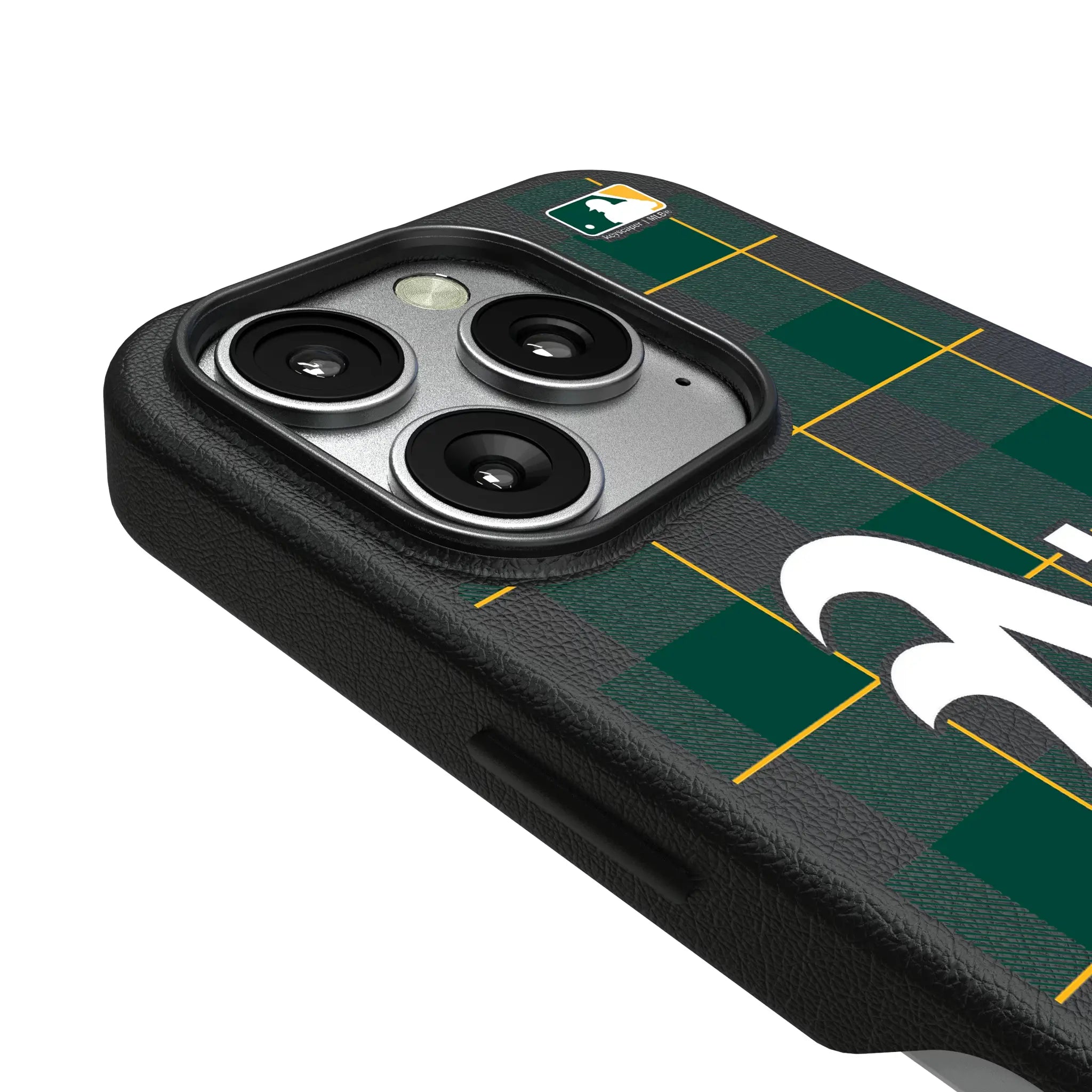Oakland Athletics Plaid iPhone MagSafe Compatible Phone Case for Apple iPhone - Detail