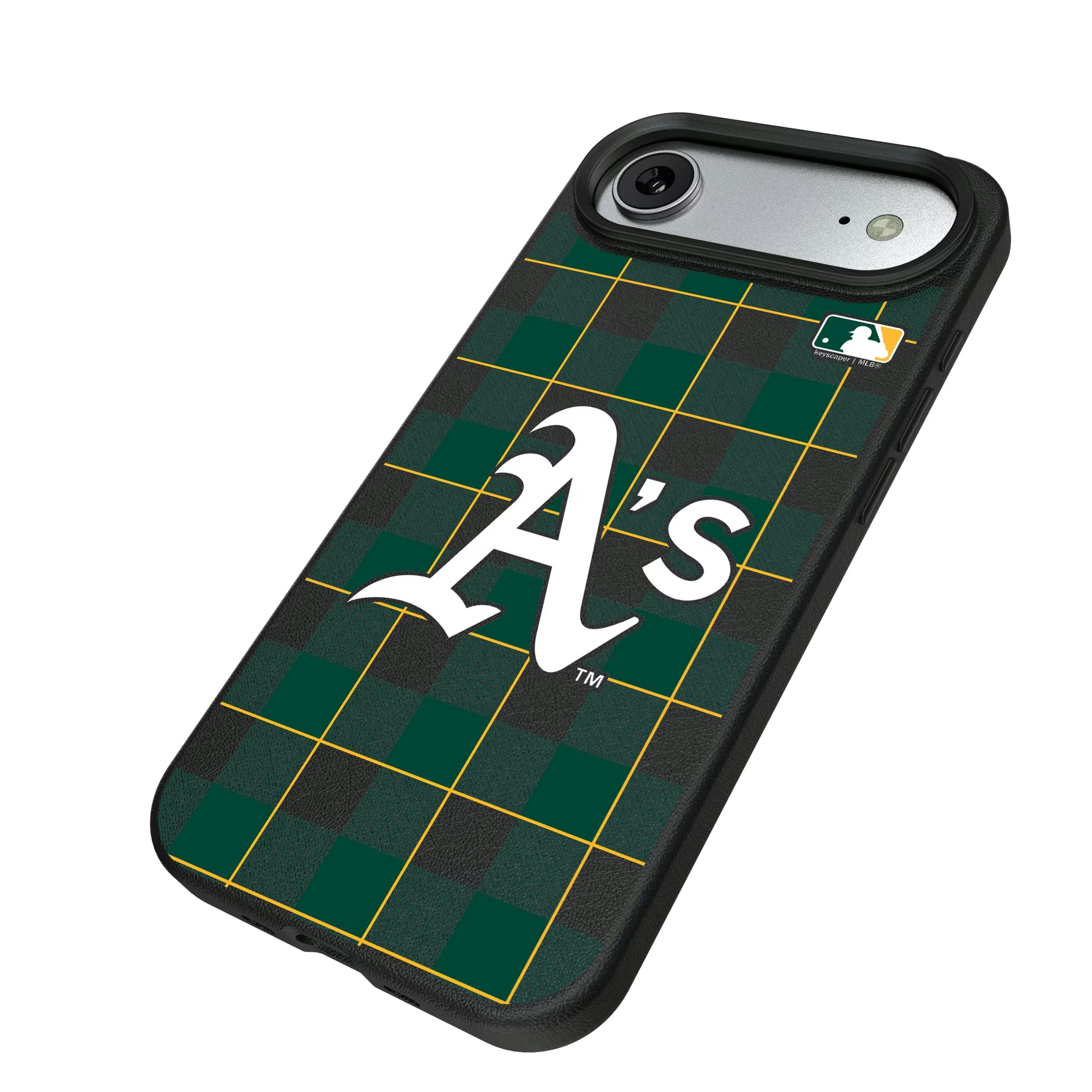 Oakland Athletics Plaid iPhone MagSafe Compatible Phone Case for Apple iPhone - Isometric View#Device_iPhone Air