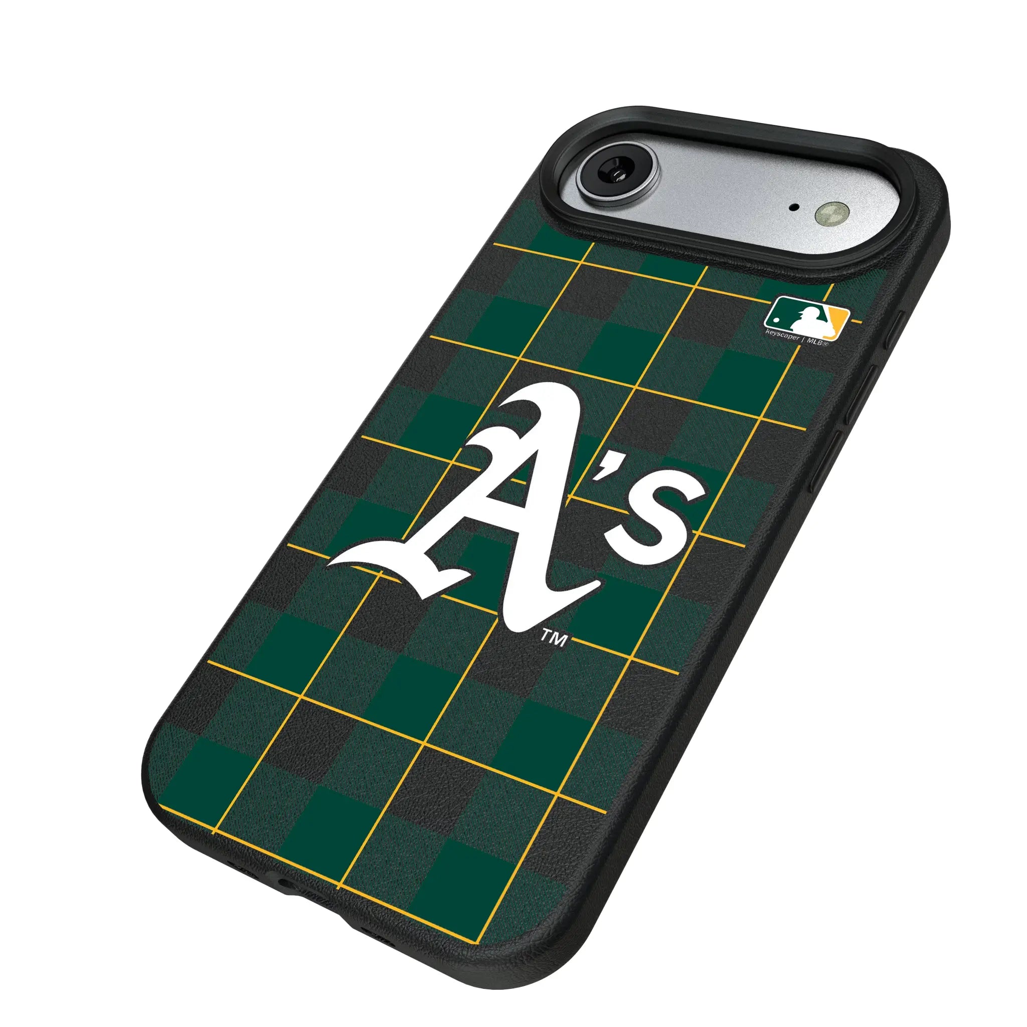 Oakland Athletics Plaid iPhone MagSafe Compatible Phone Case for Apple iPhone - Isometric View#Device_iPhone Air