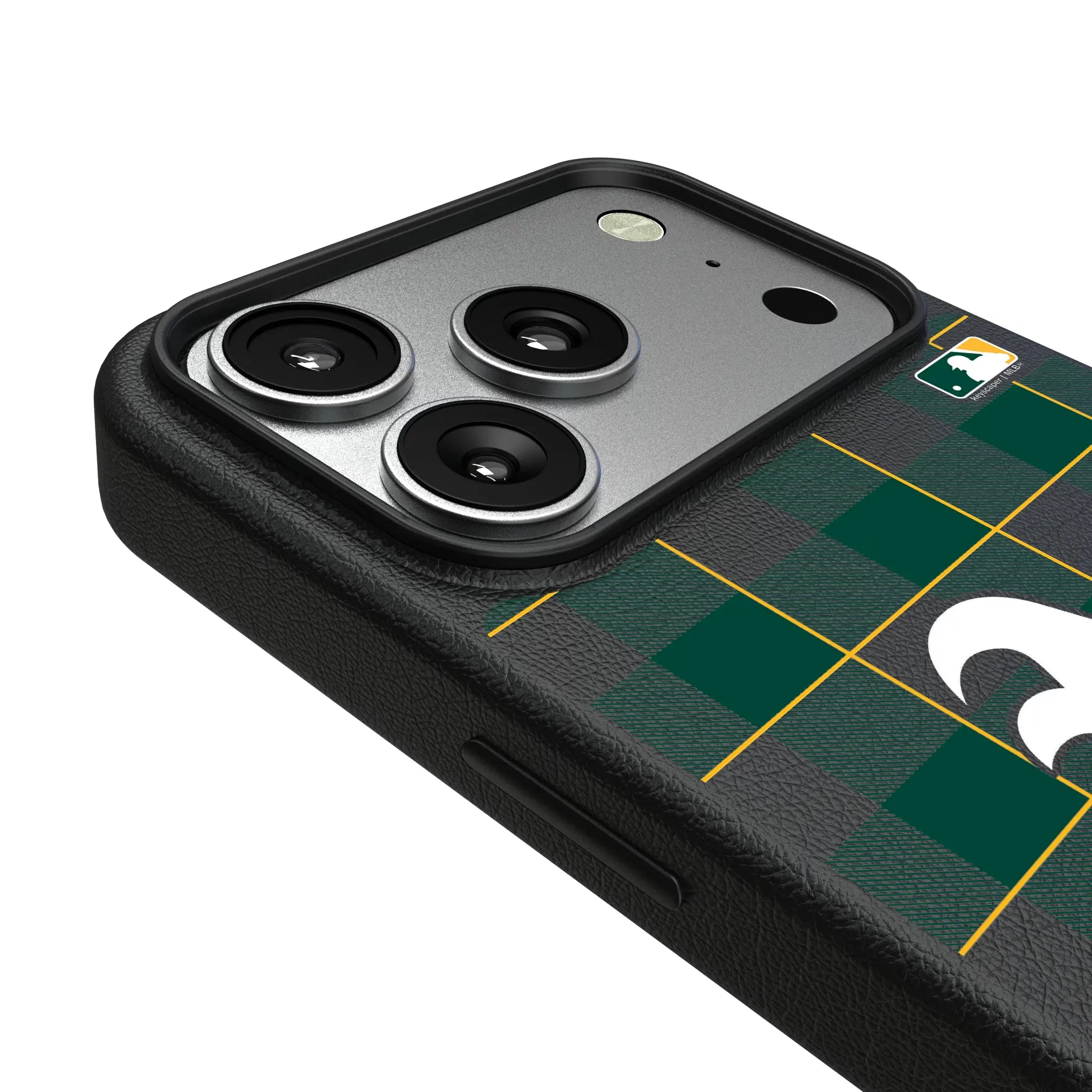 Oakland Athletics Plaid iPhone MagSafe Compatible Phone Case for Apple iPhone - Detail#Device_iPhone 17 Pro