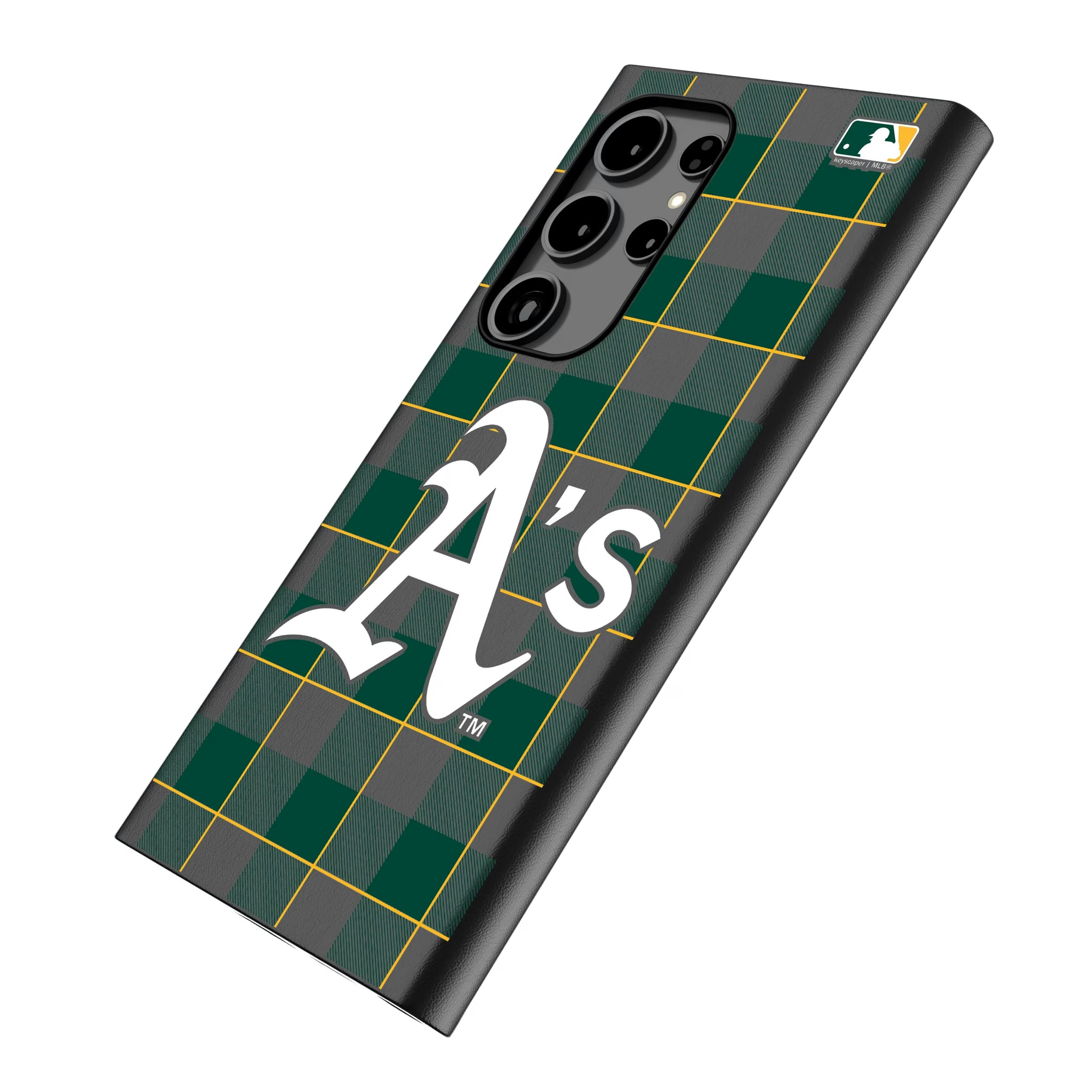 Oakland Athletics Plaid Galaxy MagSafe Compatible Phone Case for Samsung Galaxy - Isometric View