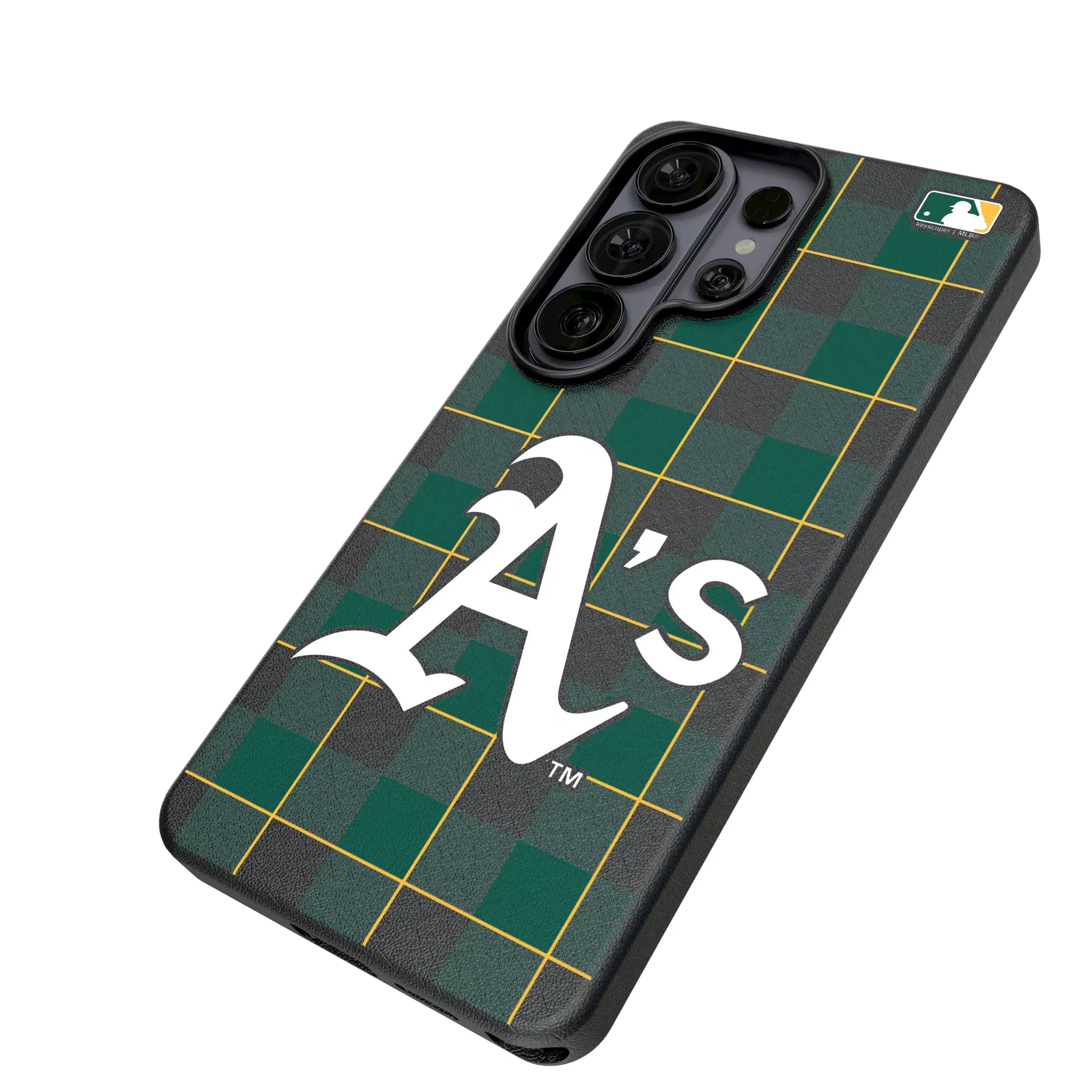 Oakland Athletics Plaid Galaxy MagSafe Compatible Phone Case for Samsung Galaxy - Isometric View#Device_Galaxy S26 Ultra