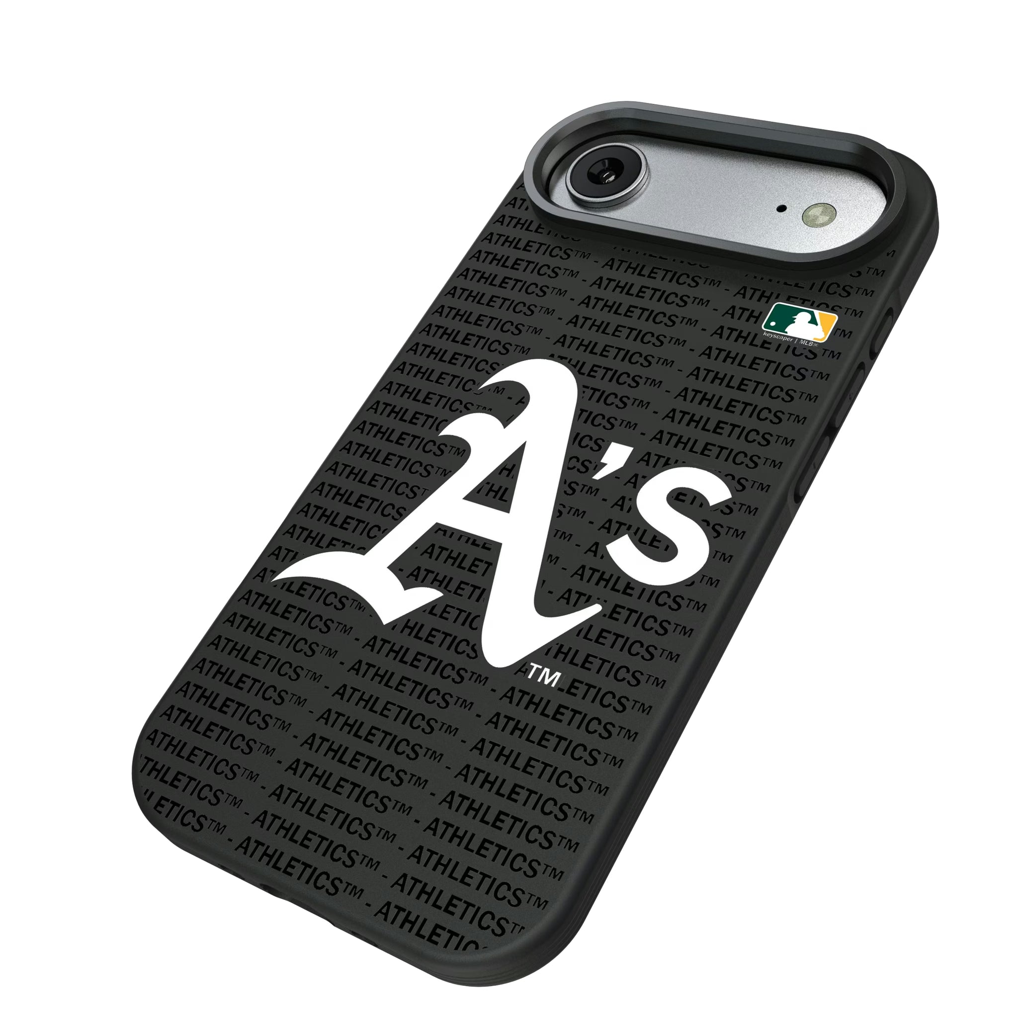 Oakland Athletics Text Backdrop iPhone Bump Phone Case for Apple iPhone - Isometric View#Device_iPhone Air