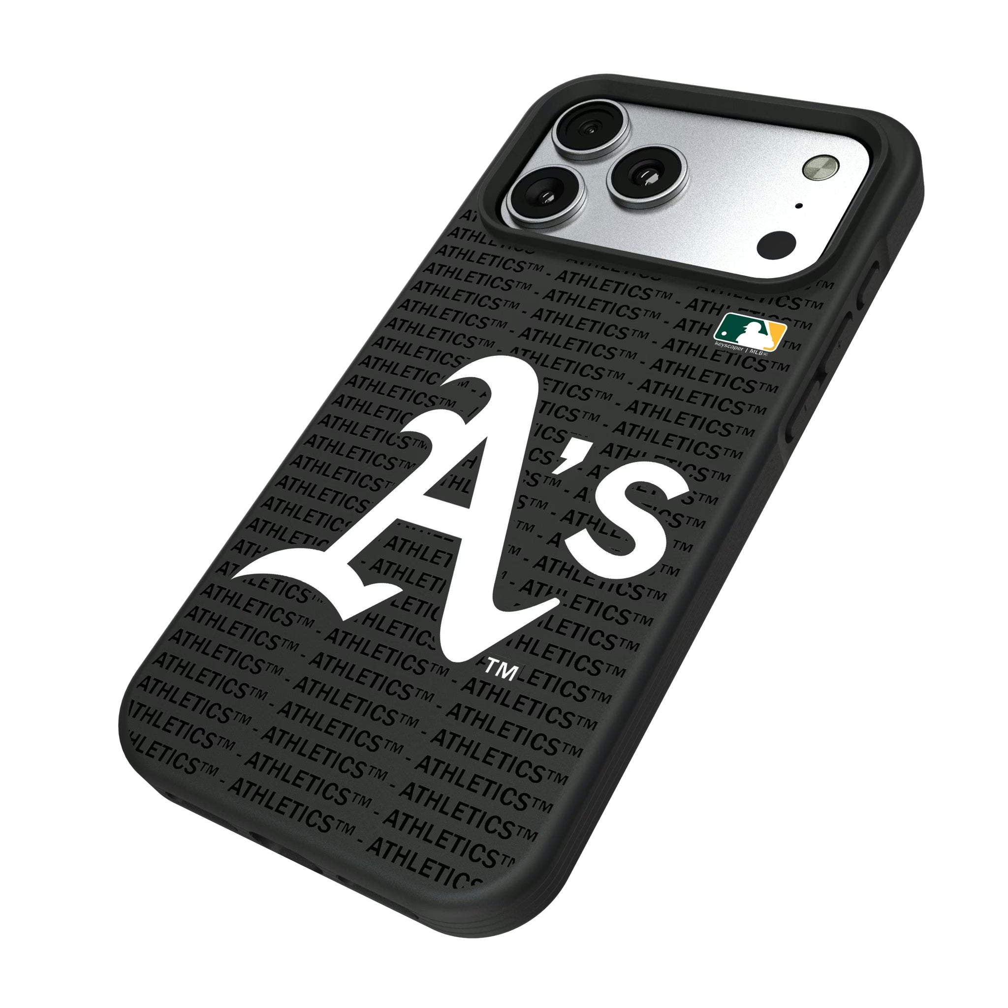 Oakland Athletics Text Backdrop iPhone Bump Phone Case for Apple iPhone - Isometric View#Device_iPhone 17 Pro Max