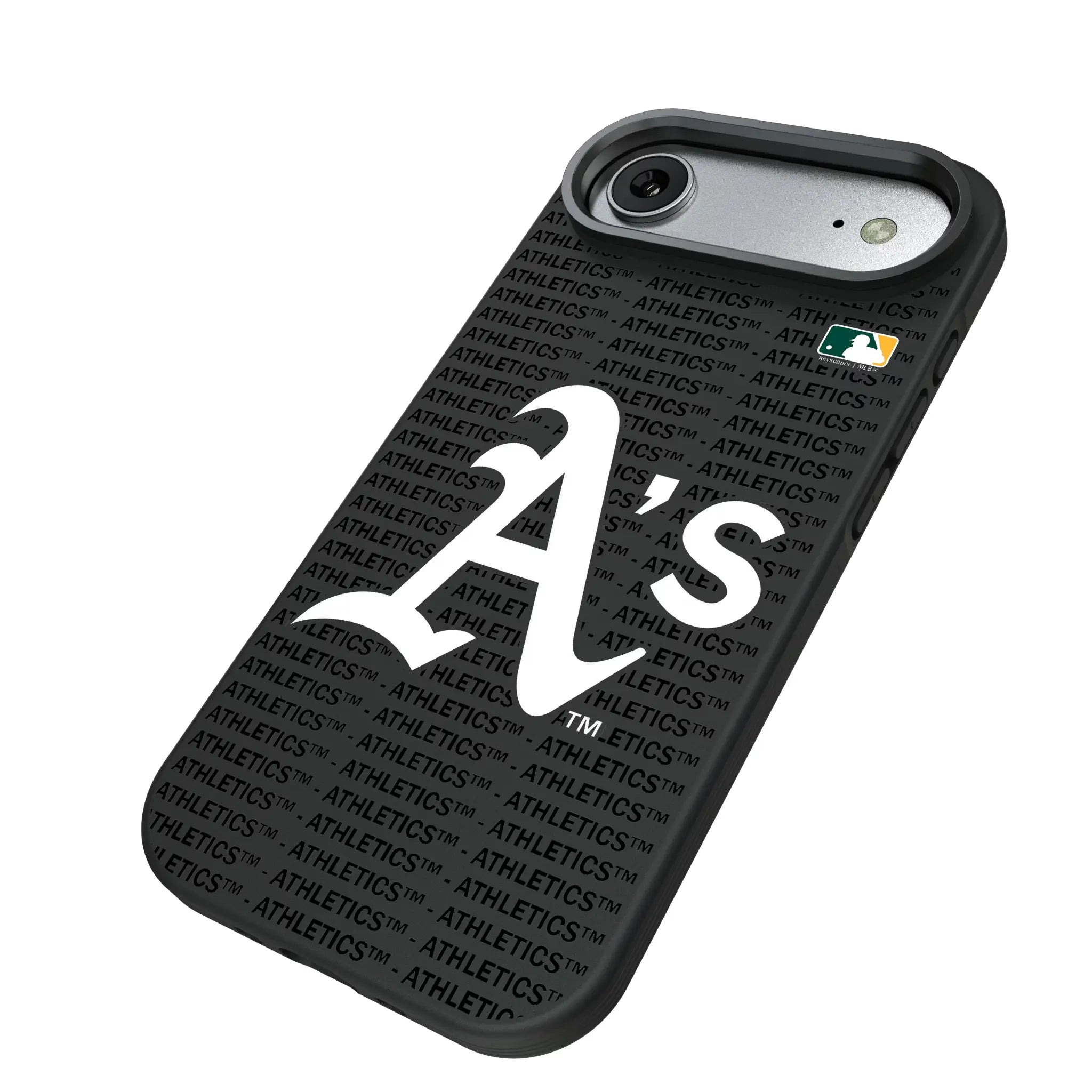 Oakland Athletics Text Backdrop iPhone Bump Phone Case for Apple iPhone - Isometric View#Device_iPhone Air