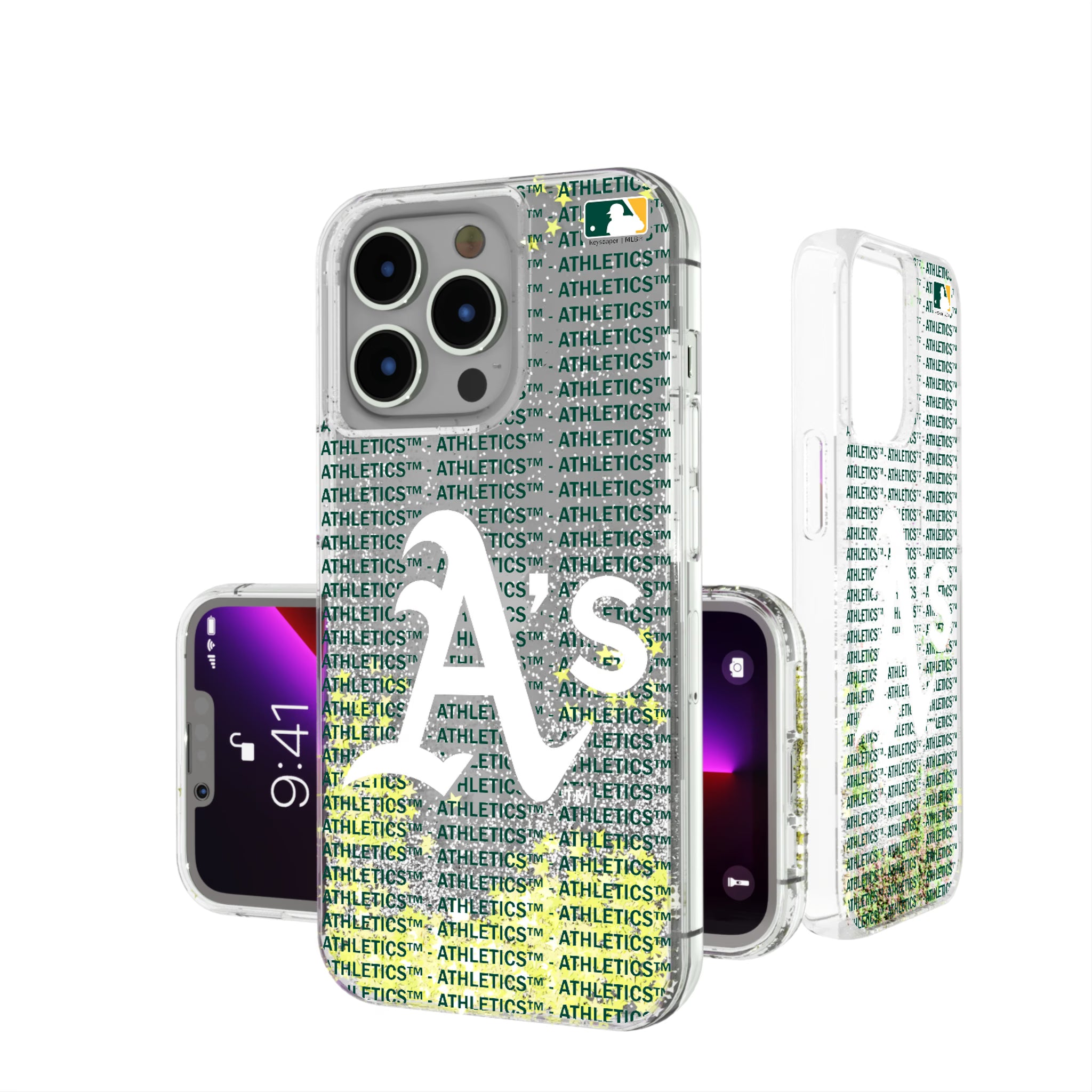 Oakland Athletics Text Backdrop iPhone Glitter Phone Case for Apple iPhone