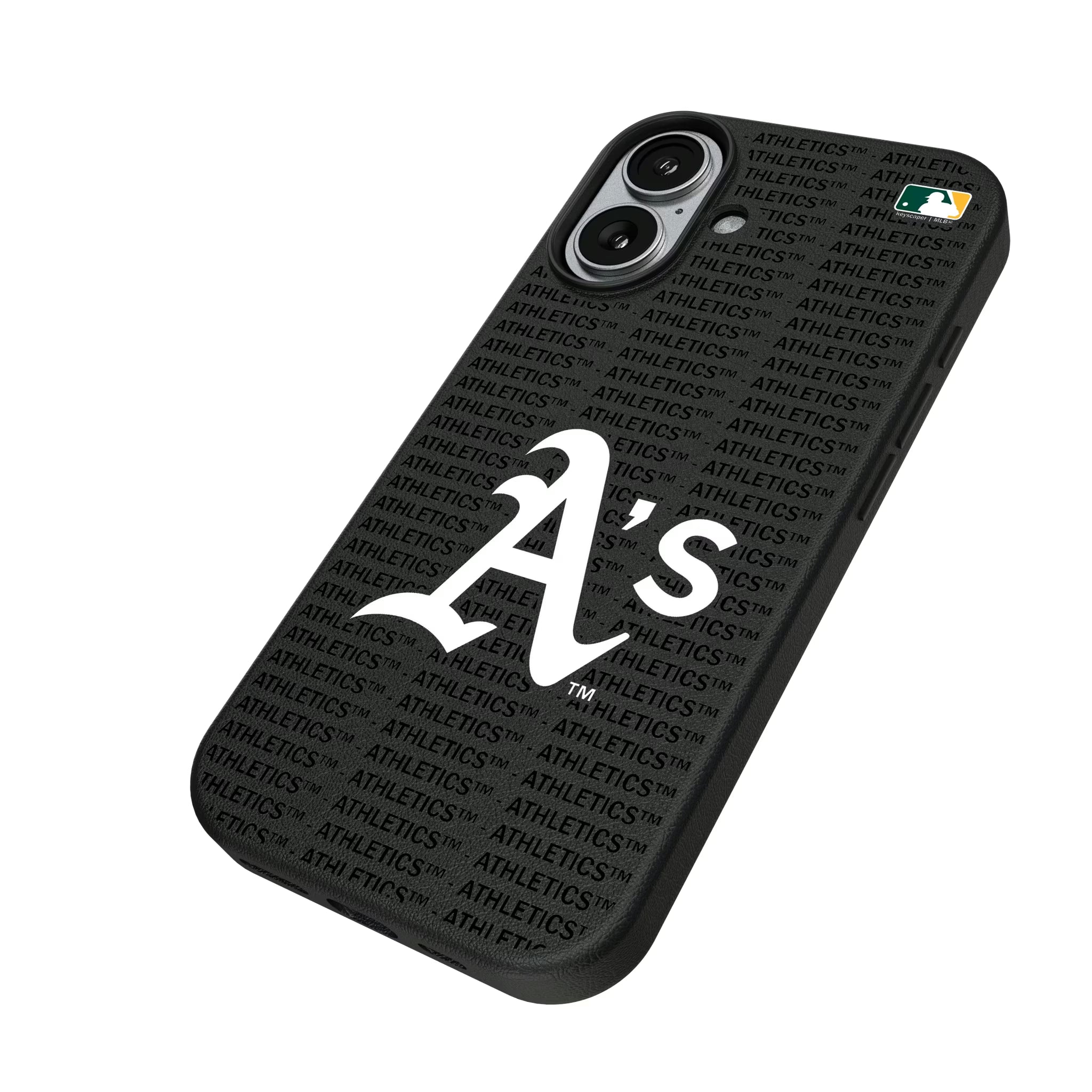 Oakland Athletics Text Backdrop iPhone MagSafe Compatible Phone Case for Apple iPhone - Isometric View#Device_iPhone 17