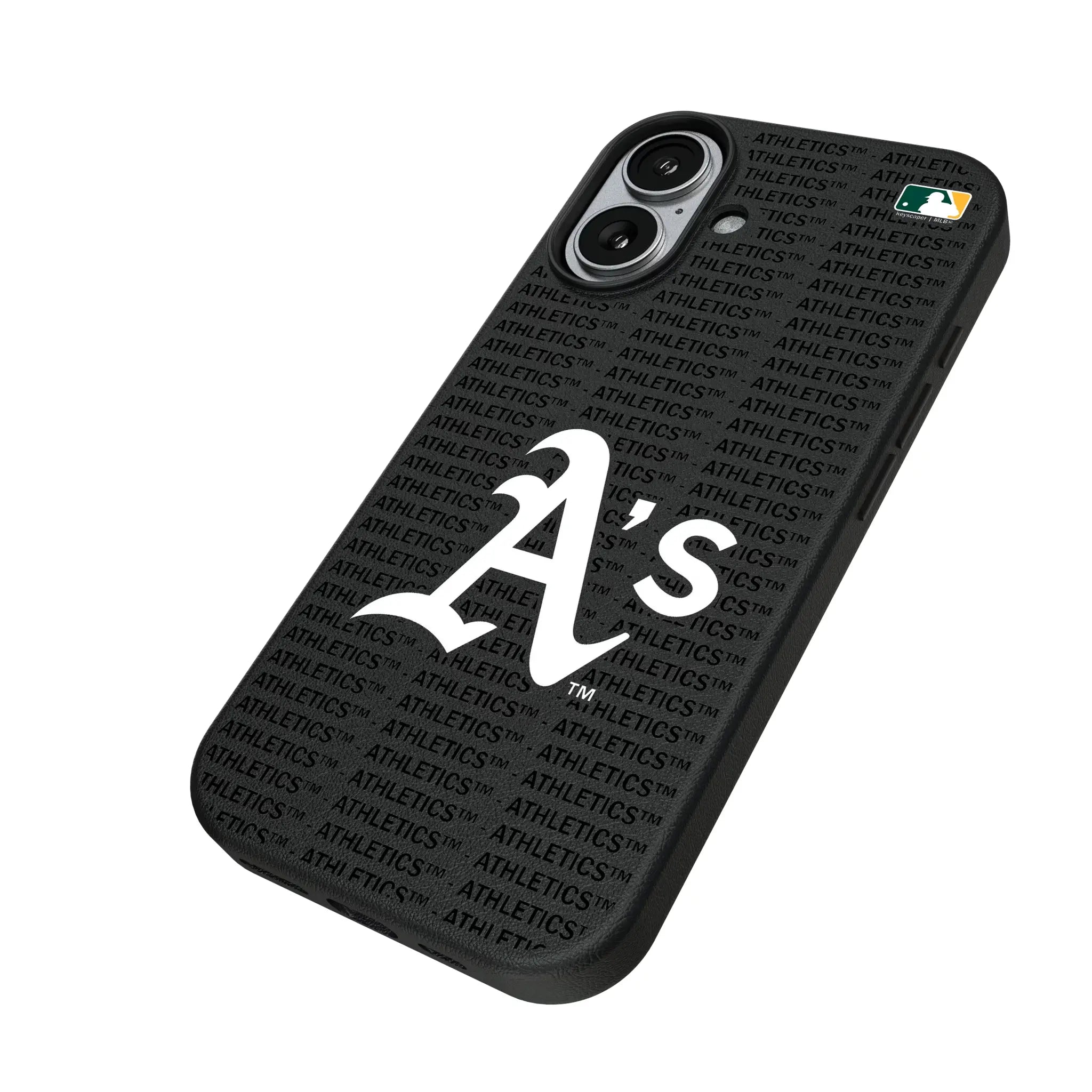Oakland Athletics Text Backdrop iPhone MagSafe Compatible Phone Case for Apple iPhone - Isometric View#Device_iPhone 17