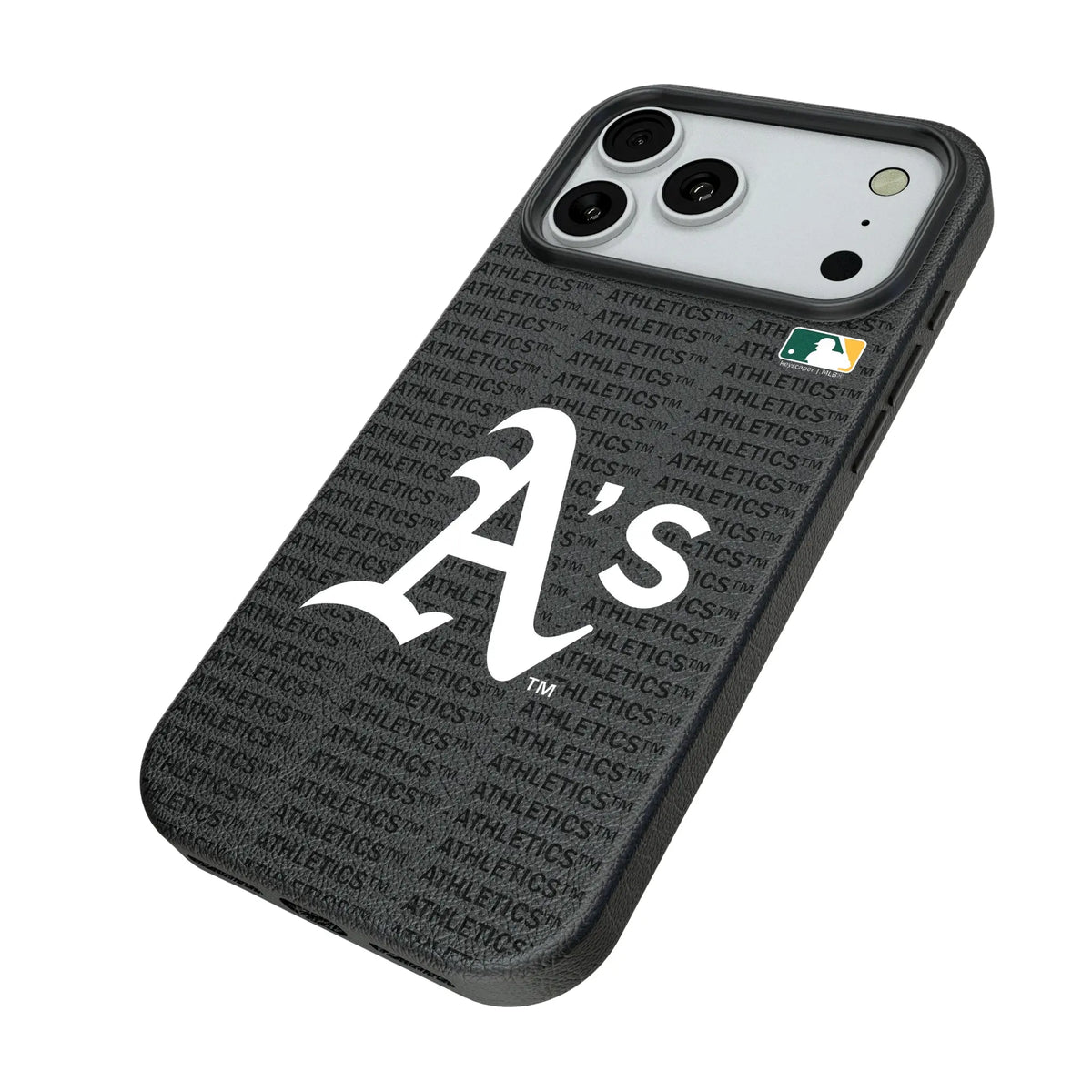 Oakland Athletics Text Backdrop iPhone MagSafe Compatible Phone Case for Apple iPhone - Isometric View#Device_iPhone 18 Pro Max