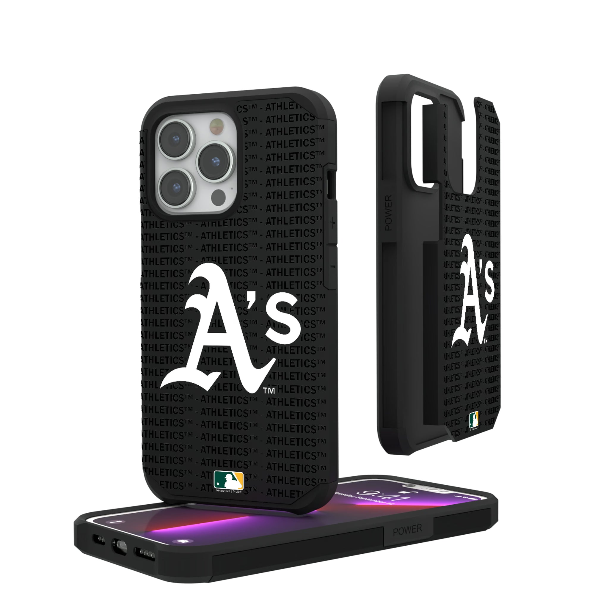 Oakland Athletics Text Backdrop iPhone Rugged Phone Case for Apple iPhone