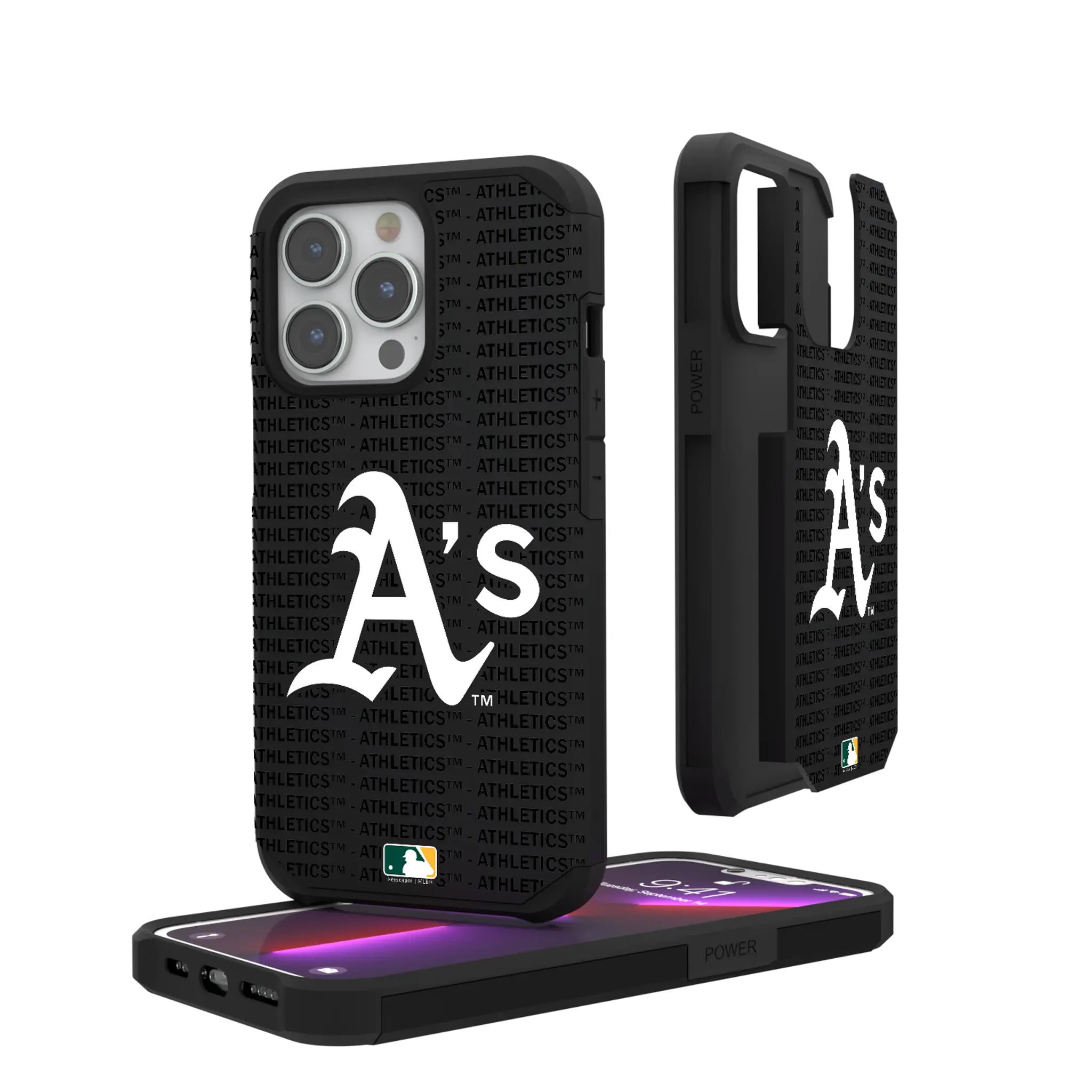 Oakland Athletics Text Backdrop iPhone Rugged Phone Case for Apple iPhone