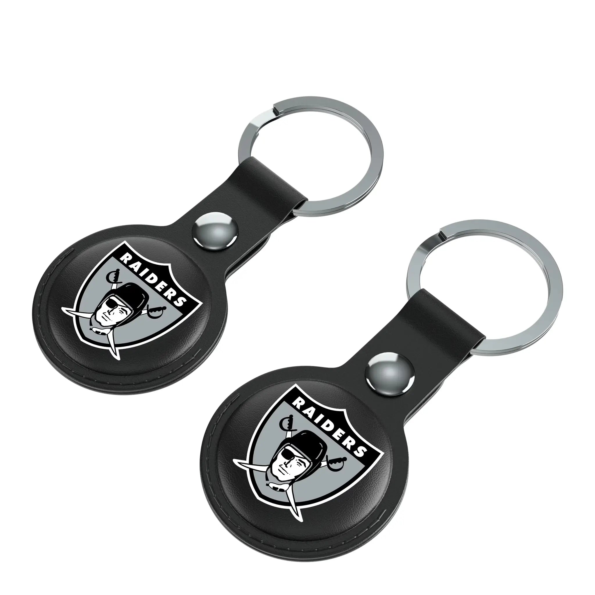 Oakland Raiders 1963 Historic Collection Insignia AirTag Black Airtag Holder 2-Pack - Isometric View